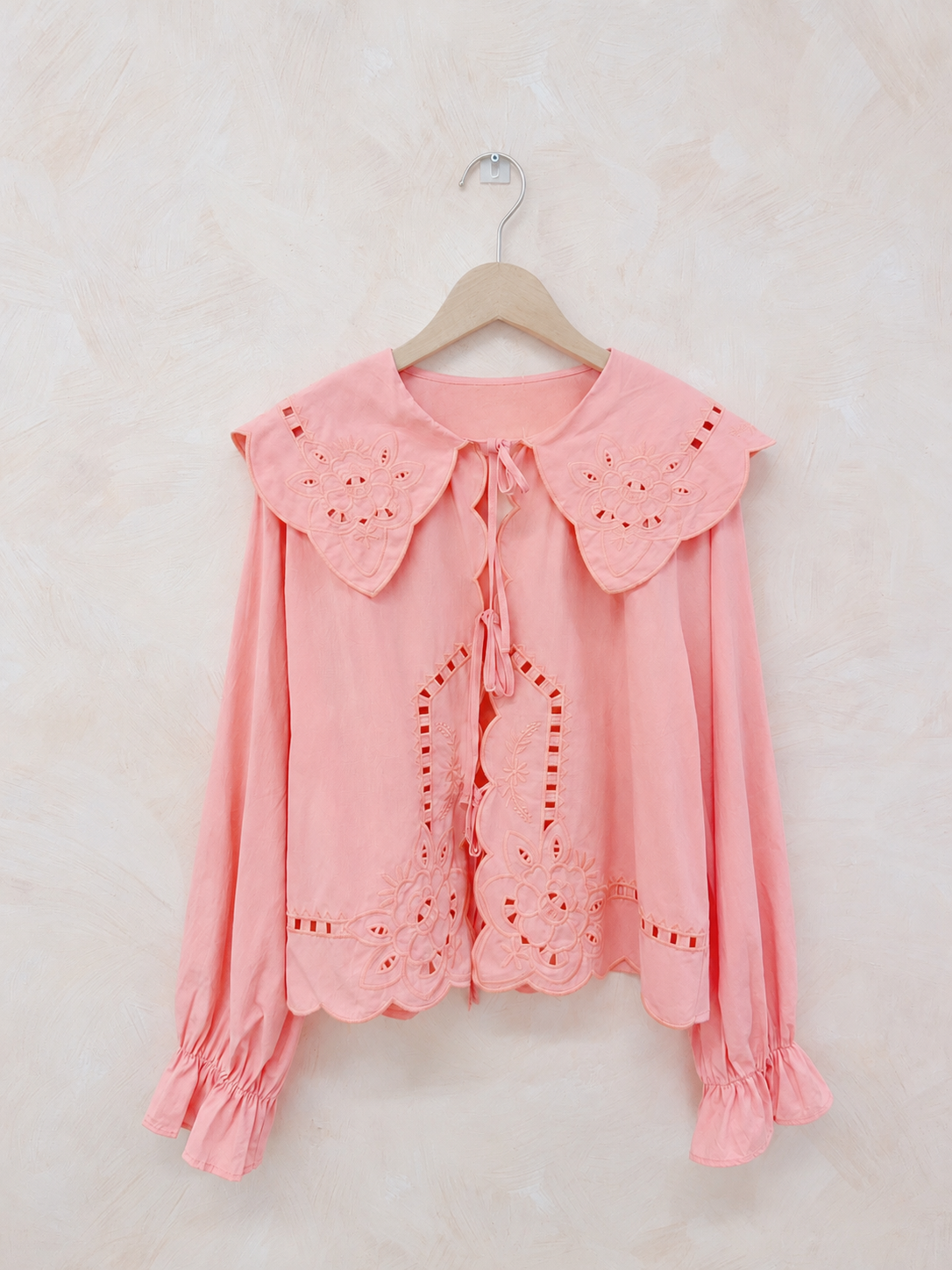 Tabitha coral Peter Pan collar blouse
