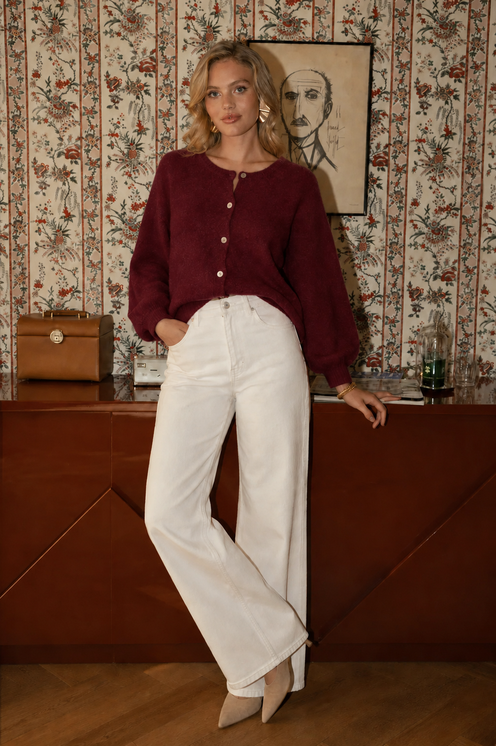 Harriet burgundy alpaca cardigan
