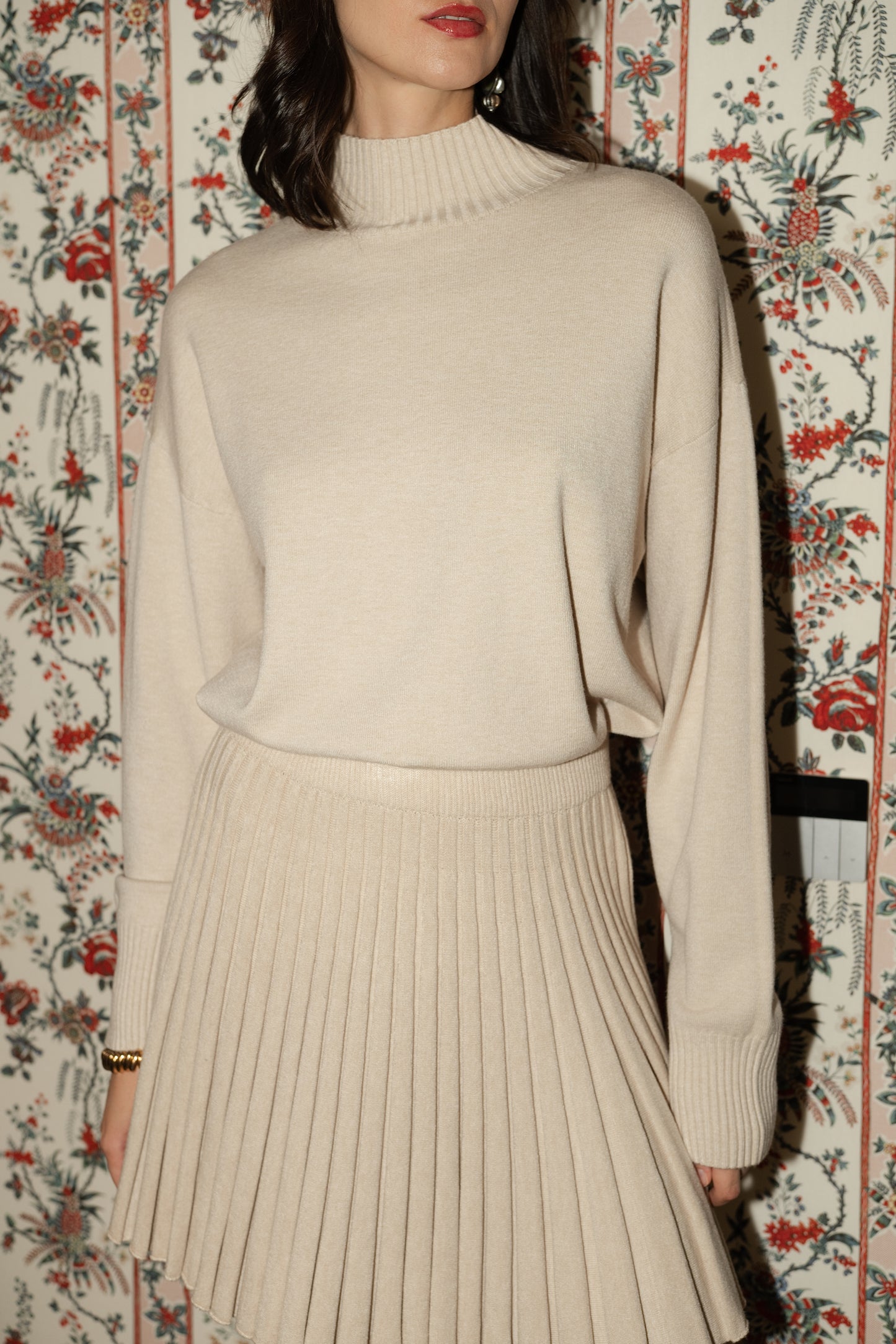 Isabelle beige polo neck jumper