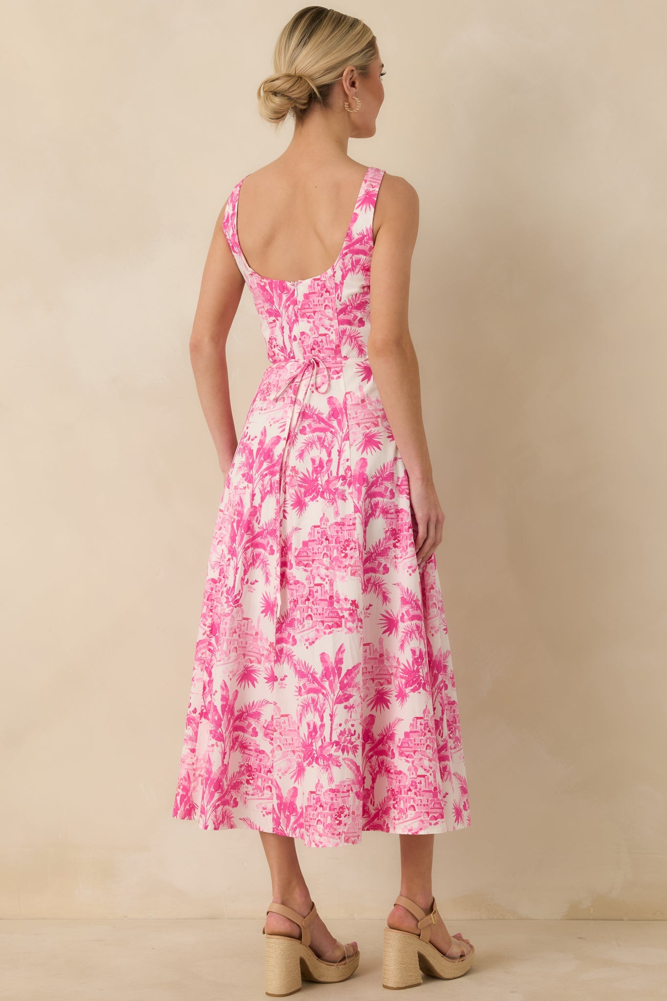 Laguna palm square neck panelled dress