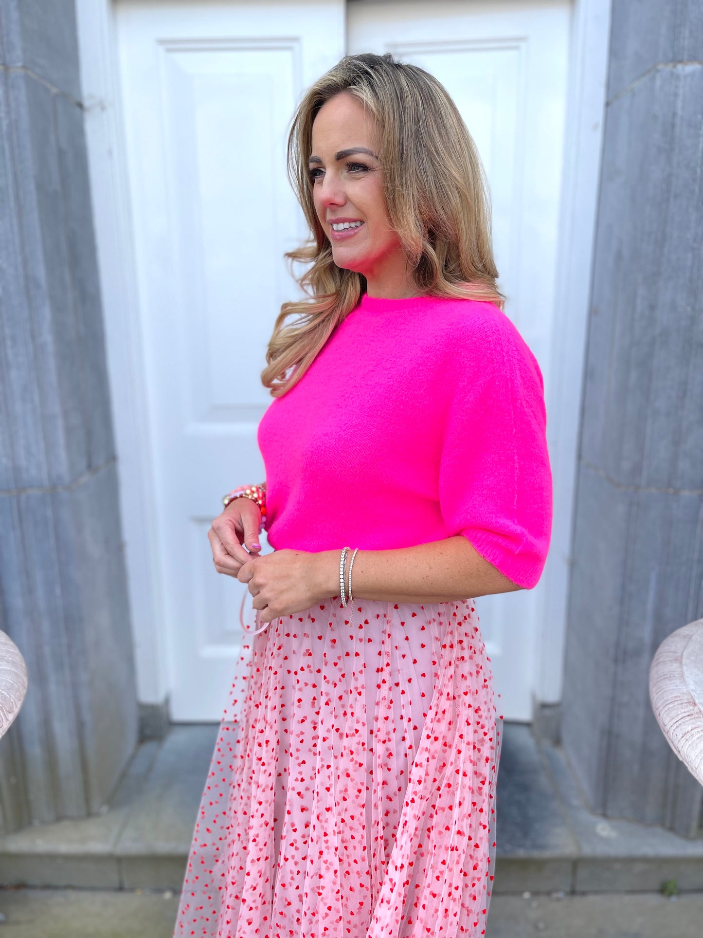 Lottie neon pink short sleeve alpaca jumper