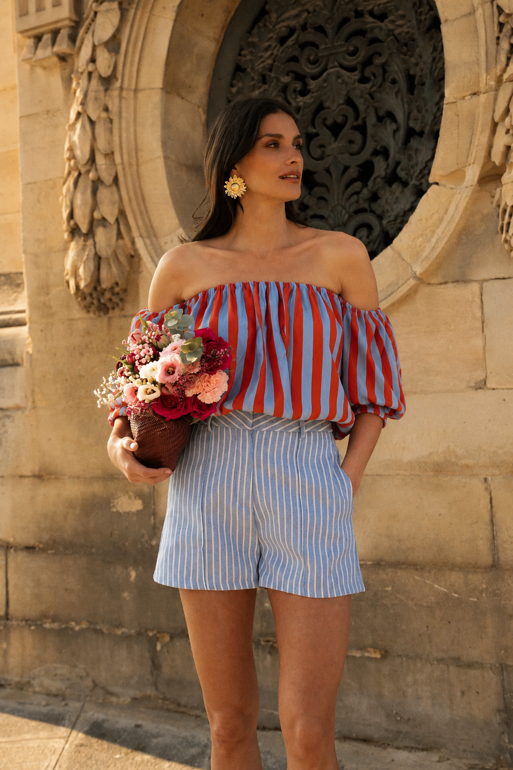 Samara stripe strapless top