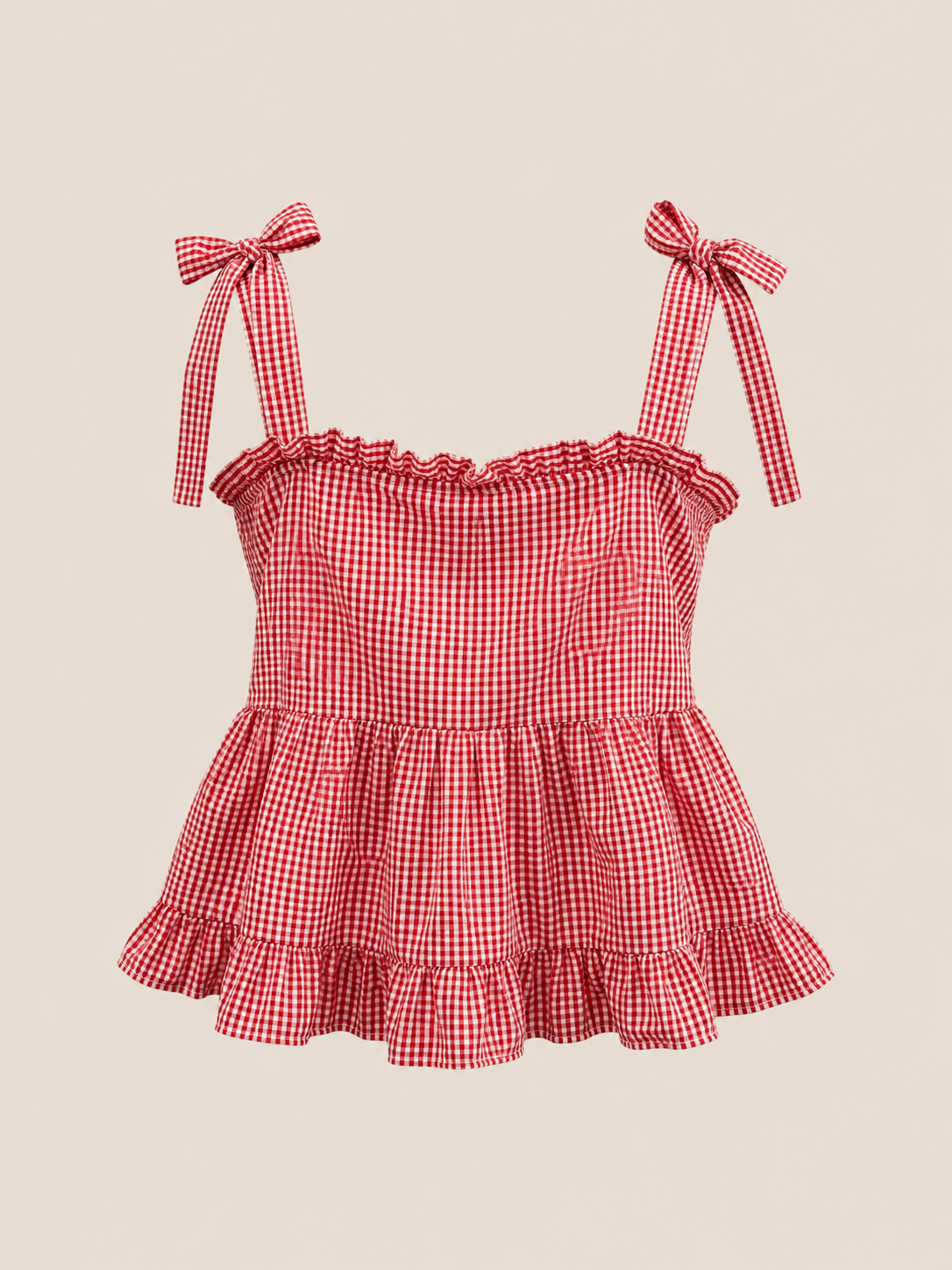 Charlotte red gingham peplum top