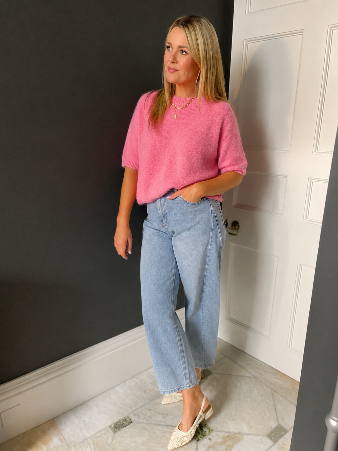 Lottie bubblegum pink sleeve alpaca jumper