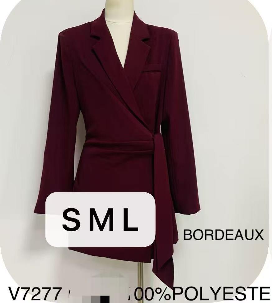 Lily burgundy tie draped long blazer