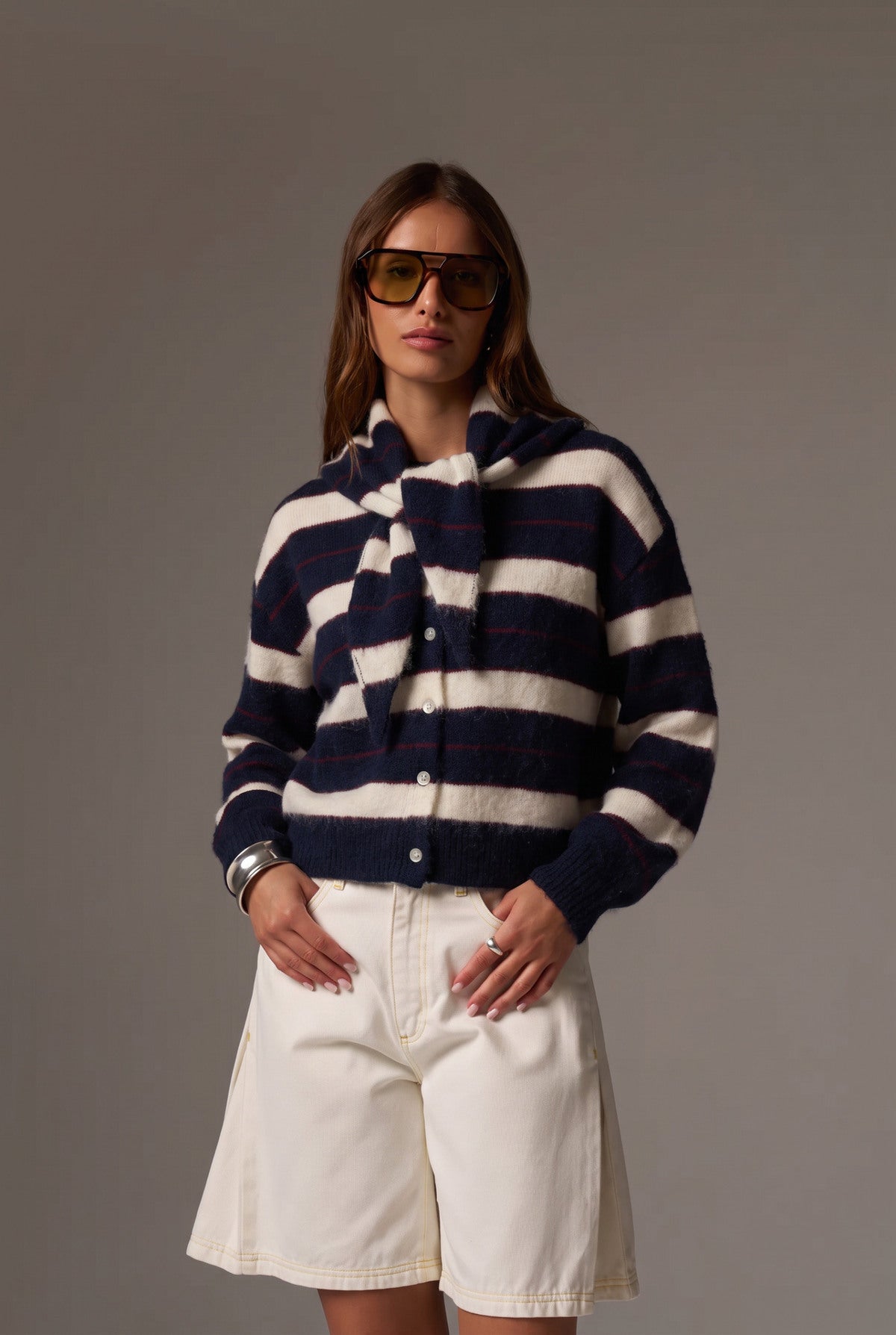 Sam striped jumper with scarf