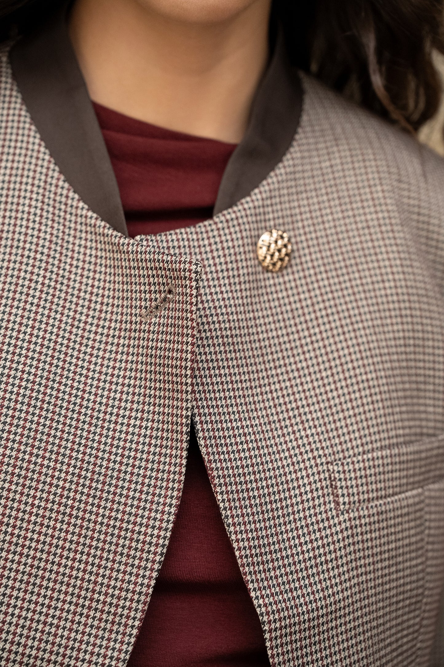 Hazel houndstooth cropped blazer