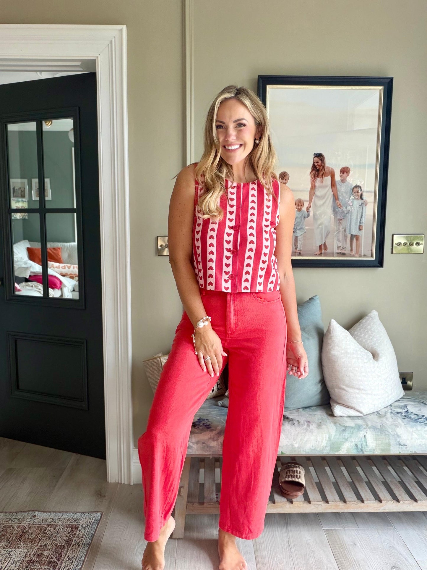 Odette coral orange balloon barrel Jeans