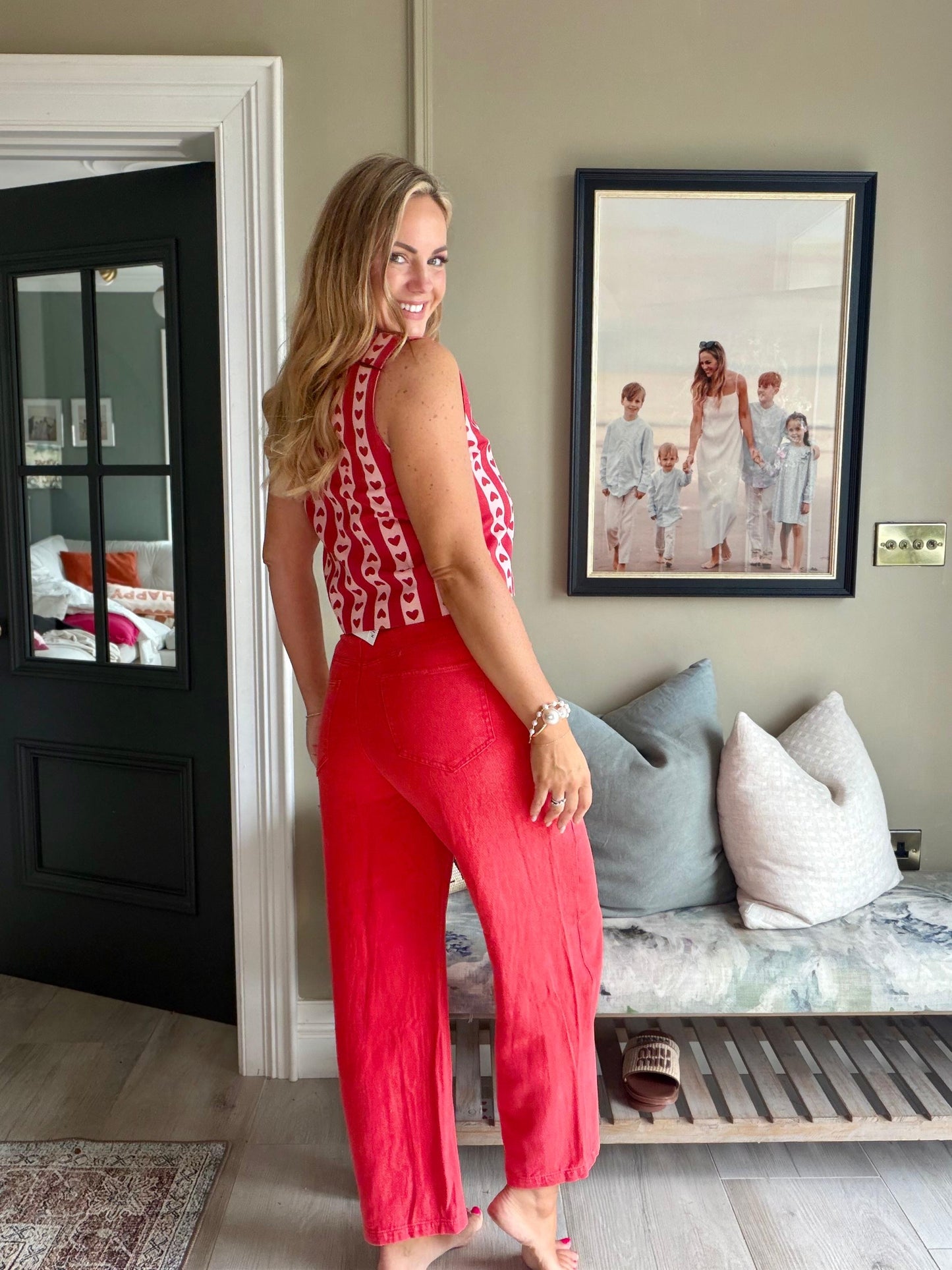 Odette coral orange balloon barrel Jeans