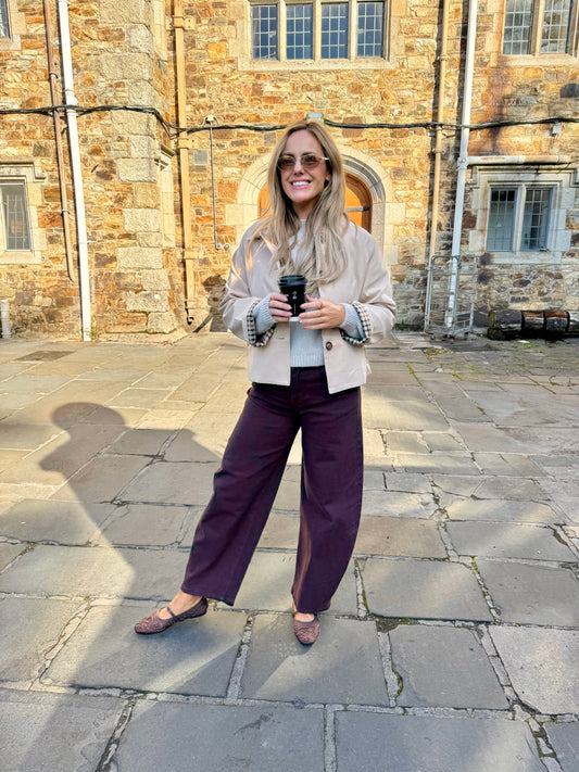 Carole burgundy barrel leg jeans