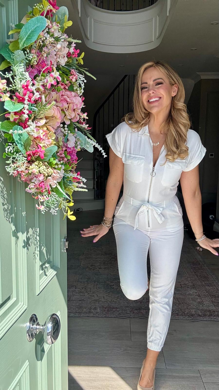 Somara white zipper denim jumpsuit