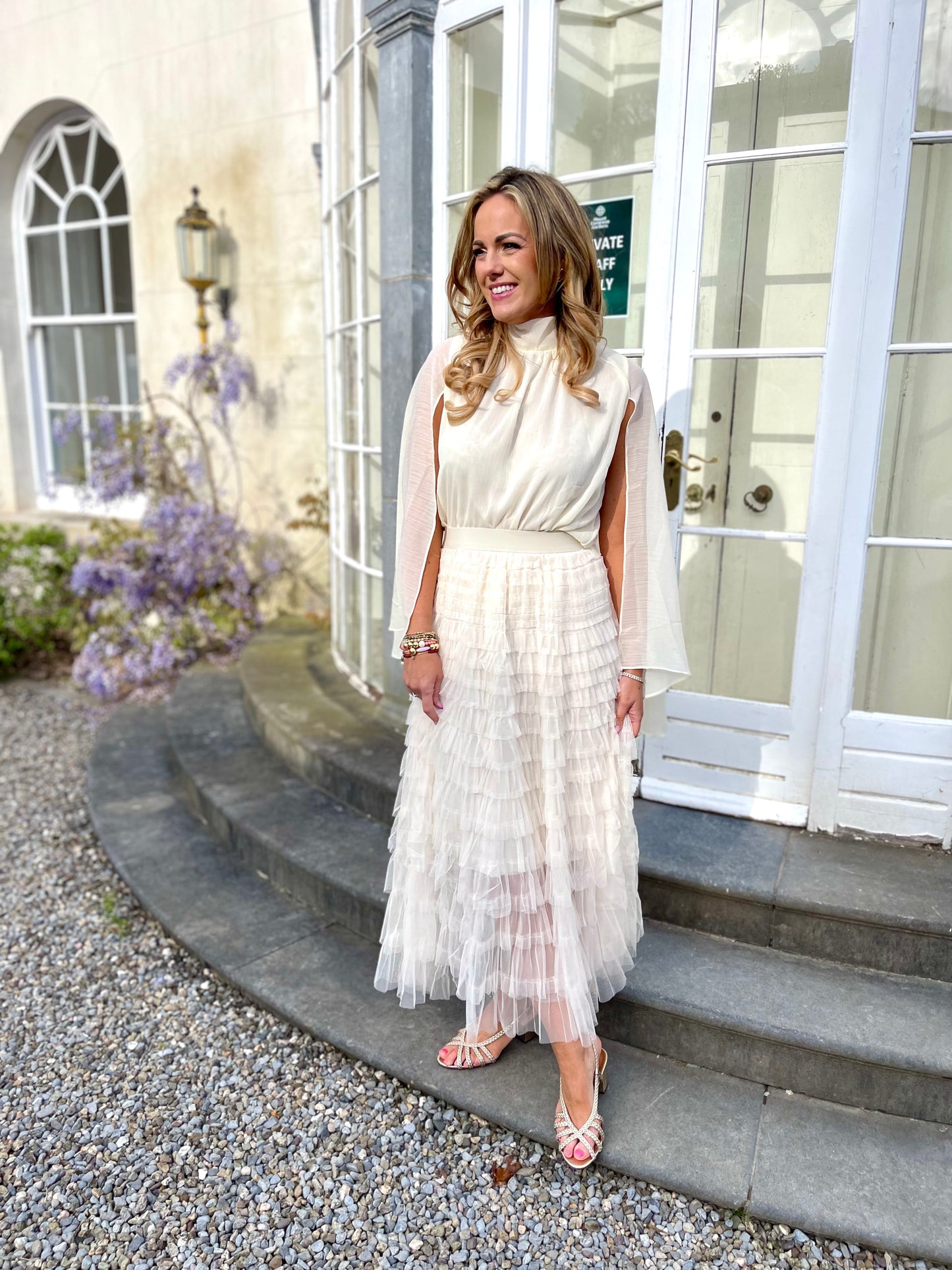 Ellie ivory cape blouse top