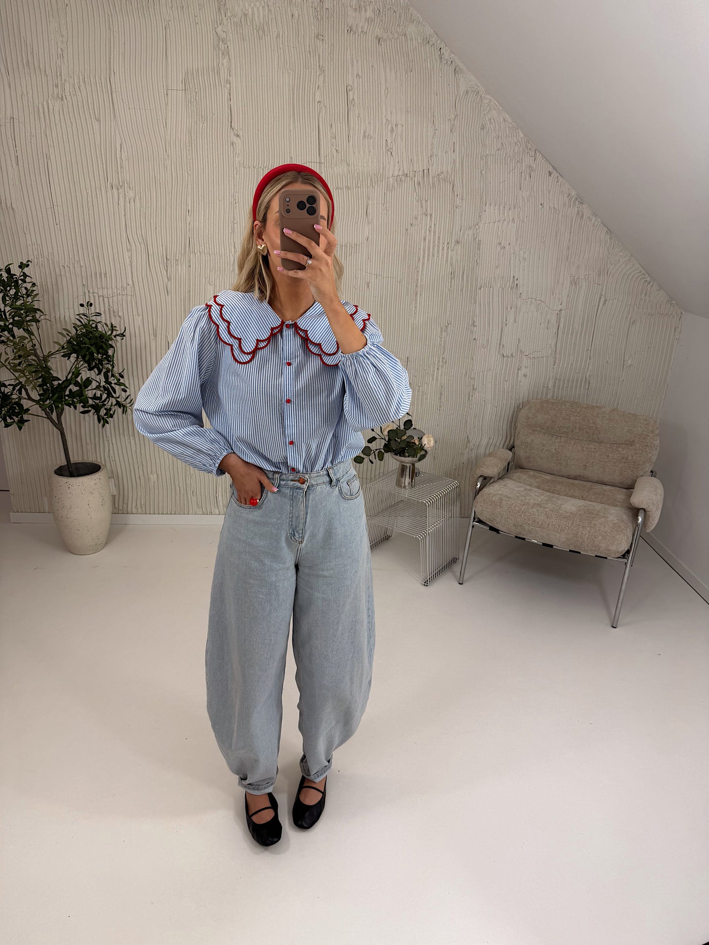 Sally blue stripe Peter Pan collar shirt
