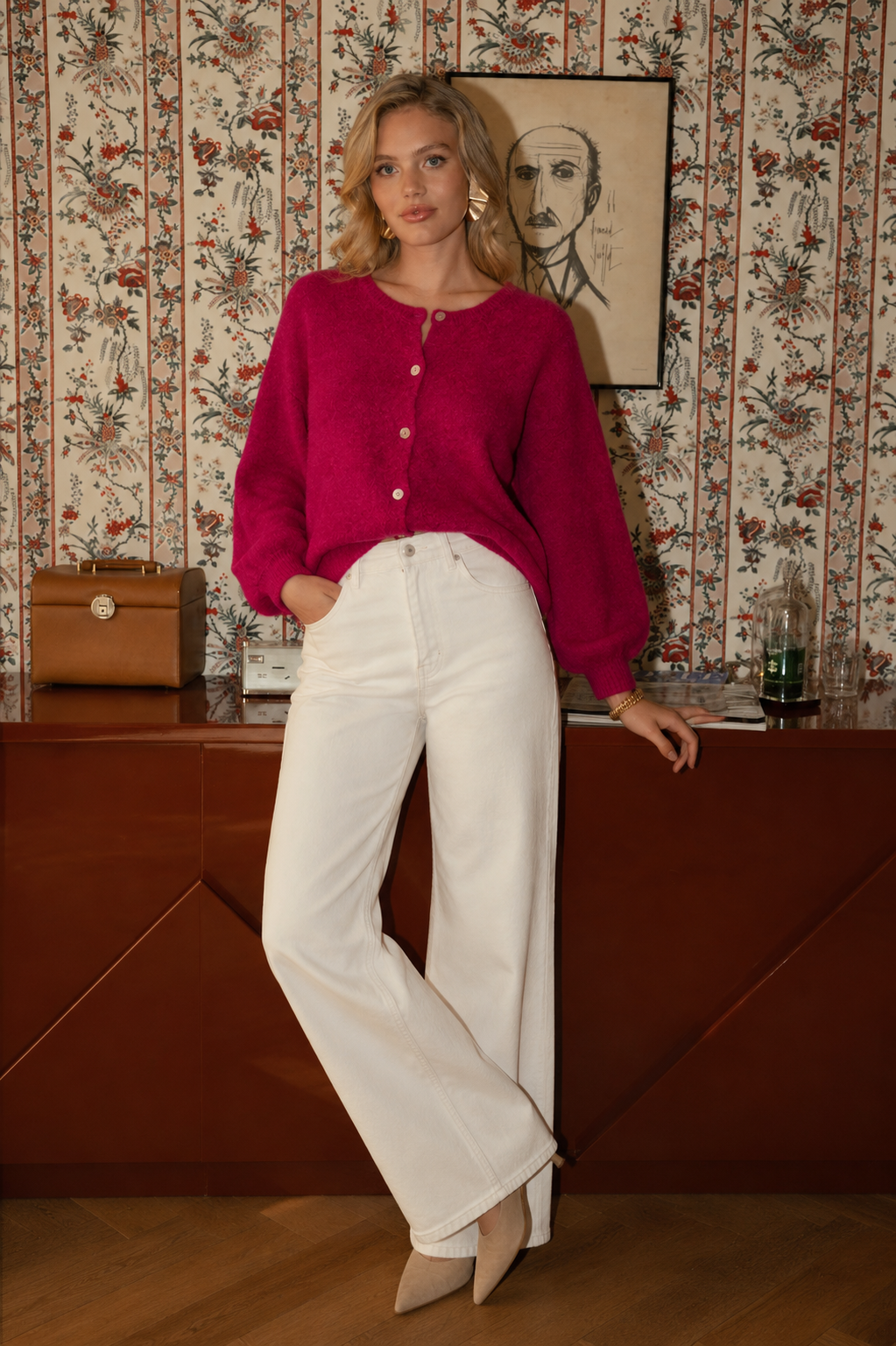 Harriet raspberry pink alpaca cardigan