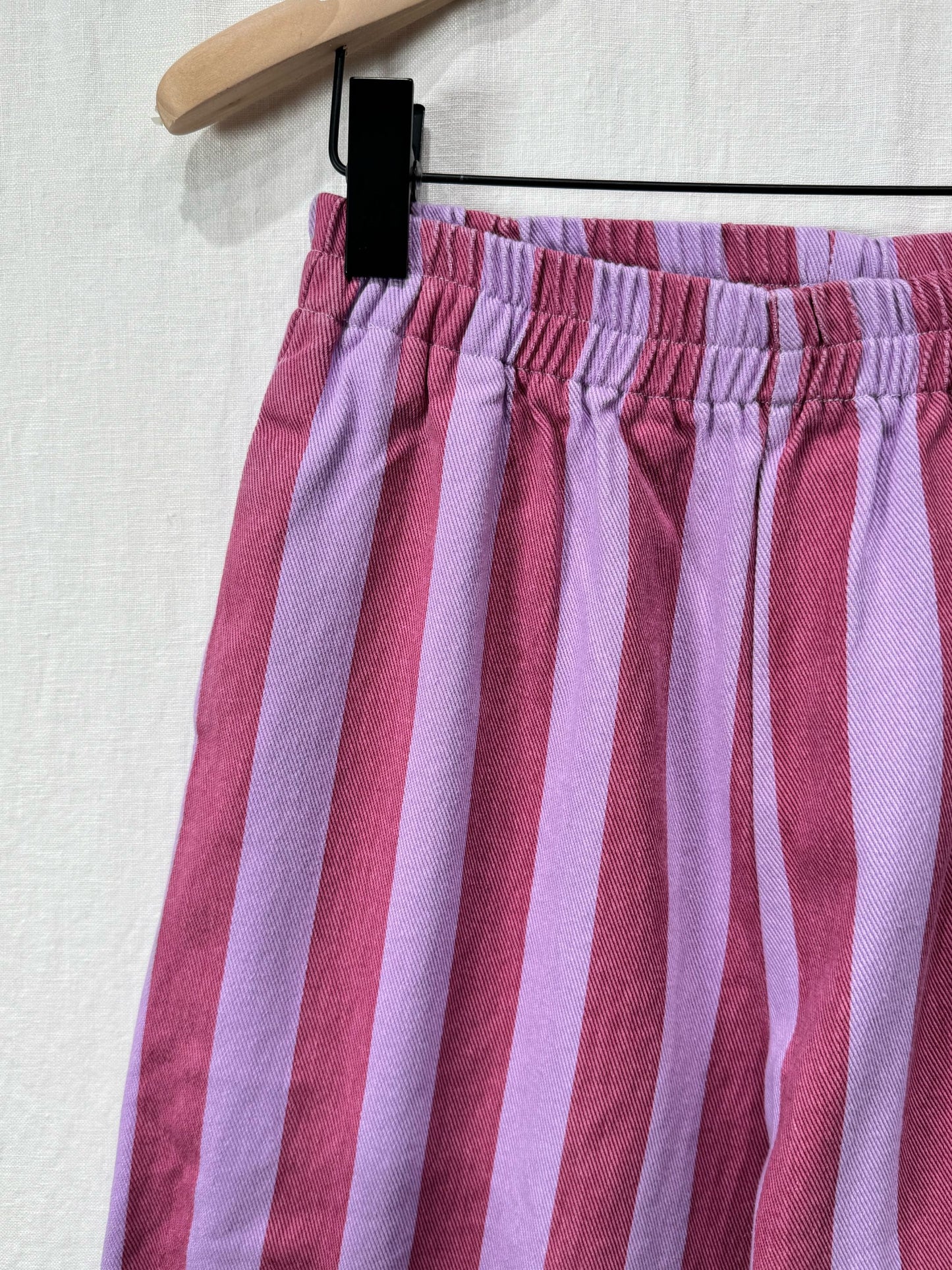 Eden pink and purple stripe barrel jeans