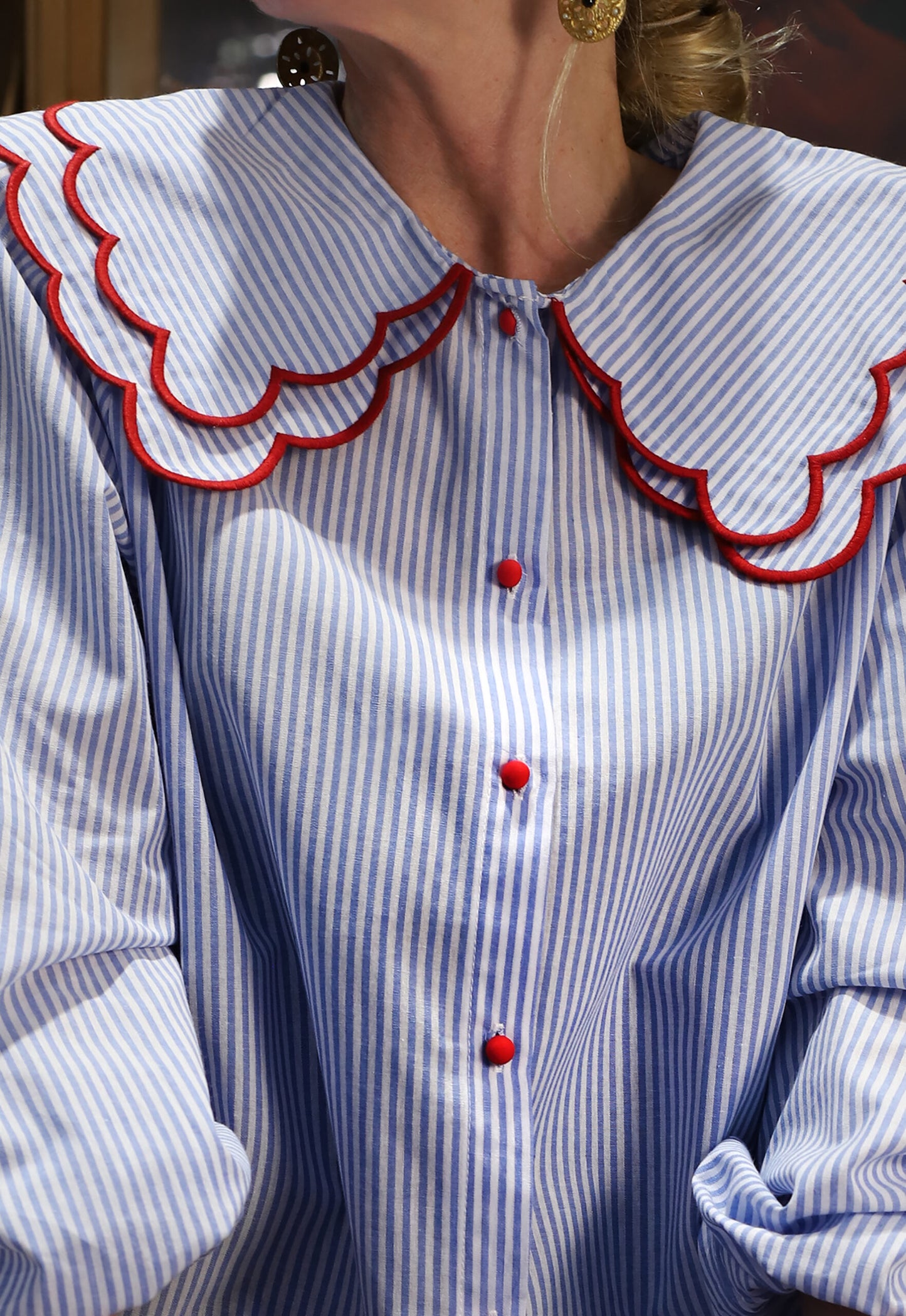 Sally blue stripe Peter Pan collar shirt