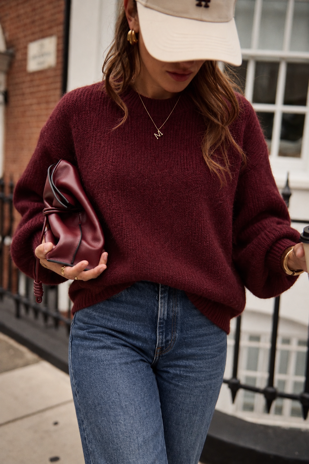 Ava burgundy 20% mohair balloon sleeve jumper