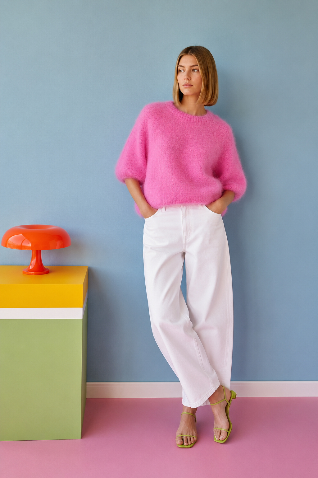 Quinn 80% mohair candy pink jumper