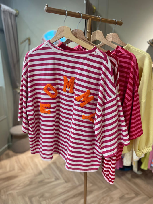 Mommy pink & orange 3/4 sleeve light sweatshirt