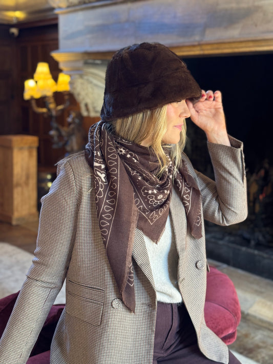 Faux fur brown bucket hat