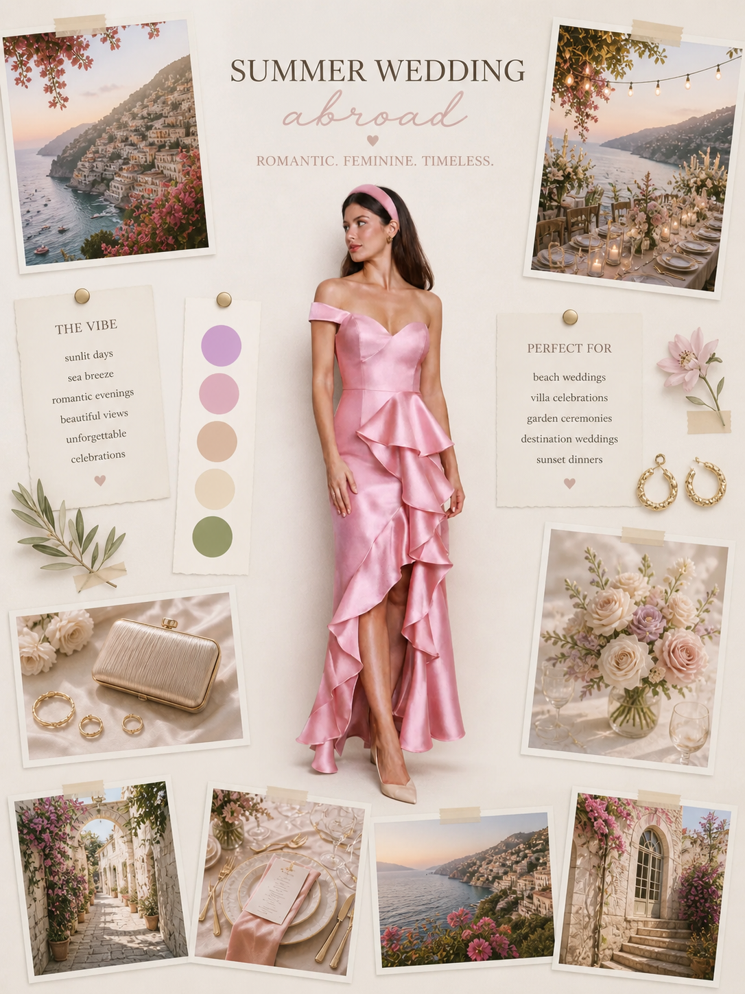 Rose pink ruffle long dress