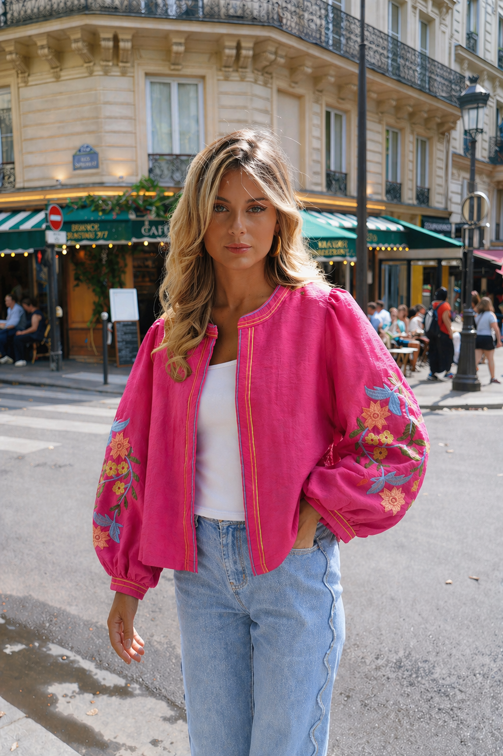 Cecilia fuchsia pink floral boho jacket