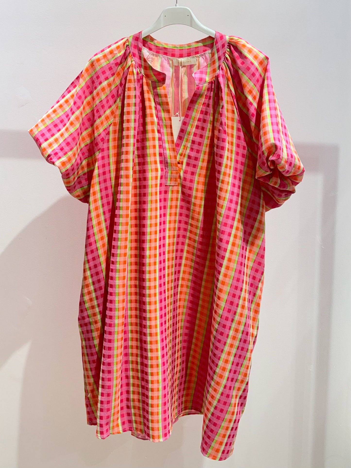 Jessie orange gingham balloon sleeve dress