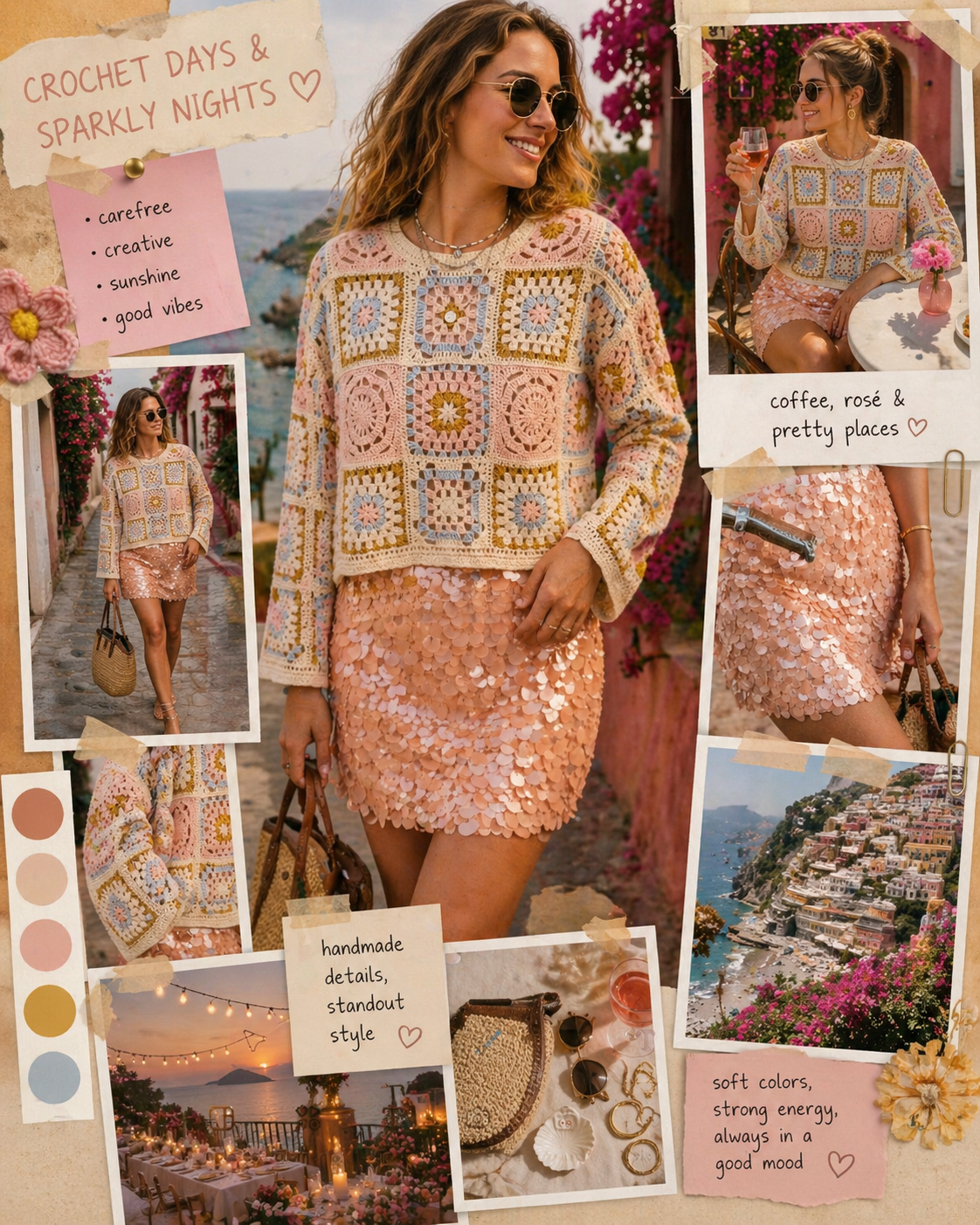 Holly coral sequin disc mini skirt
