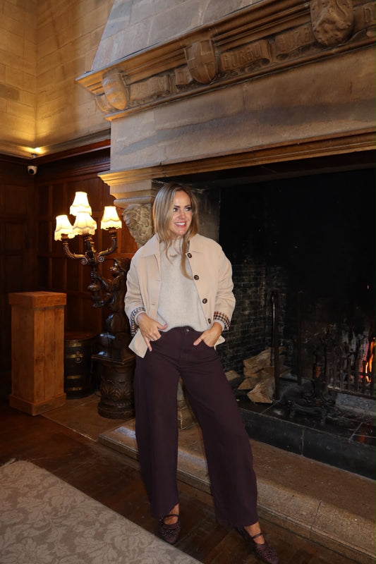 Chloe taupe check short trench