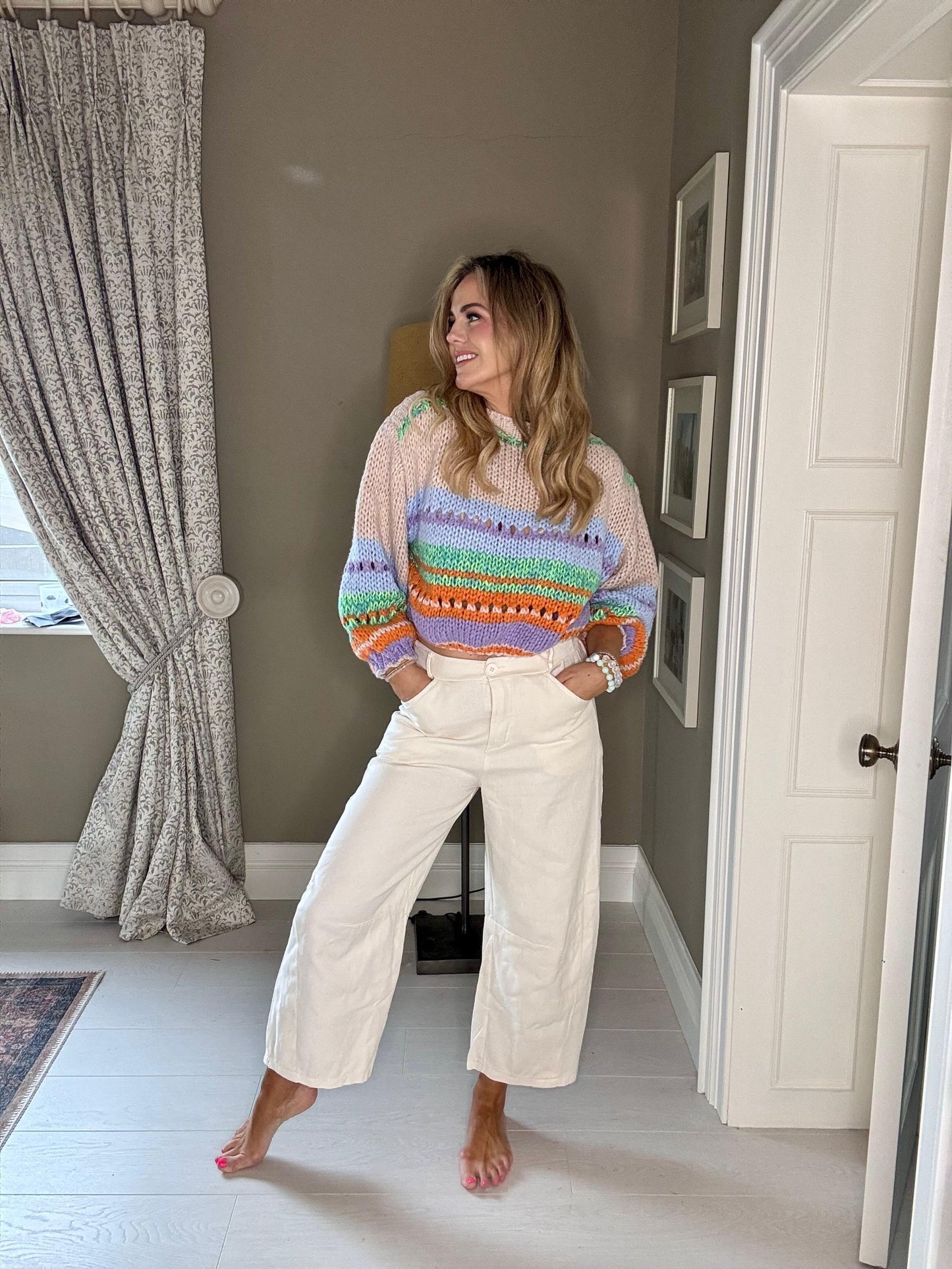 Maddie neon green and taupe jumper