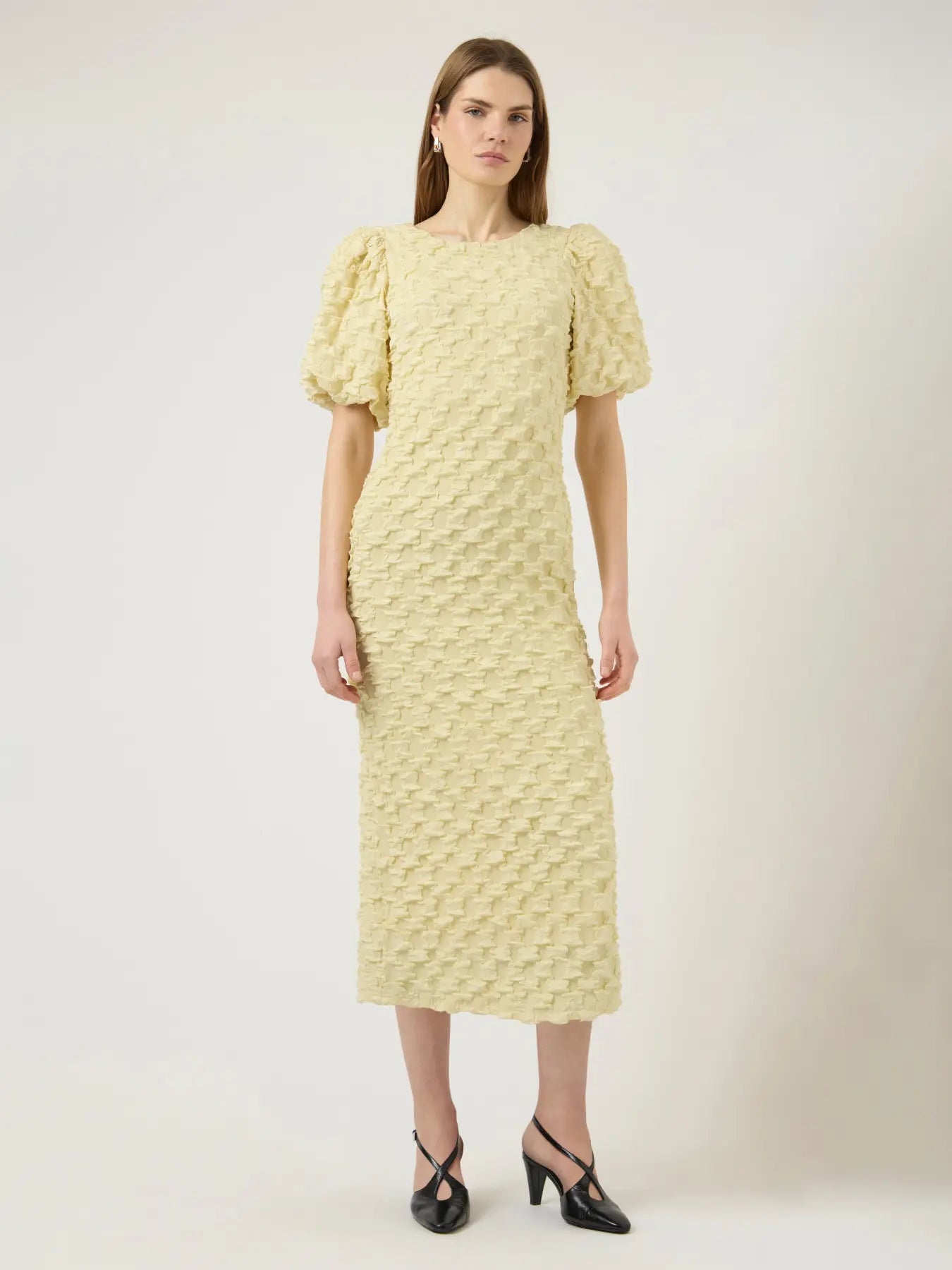 YASMIAMAJA 2/4 yellow puff sleeve dress