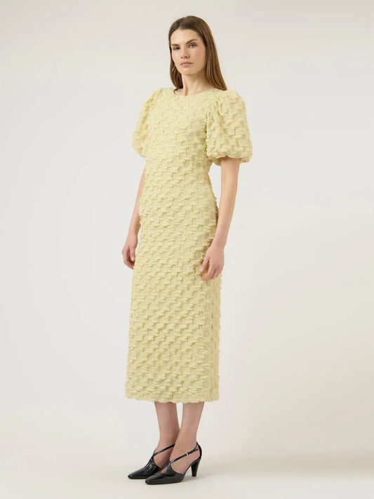 YASMIAMAJA 2/4 yellow puff sleeve dress