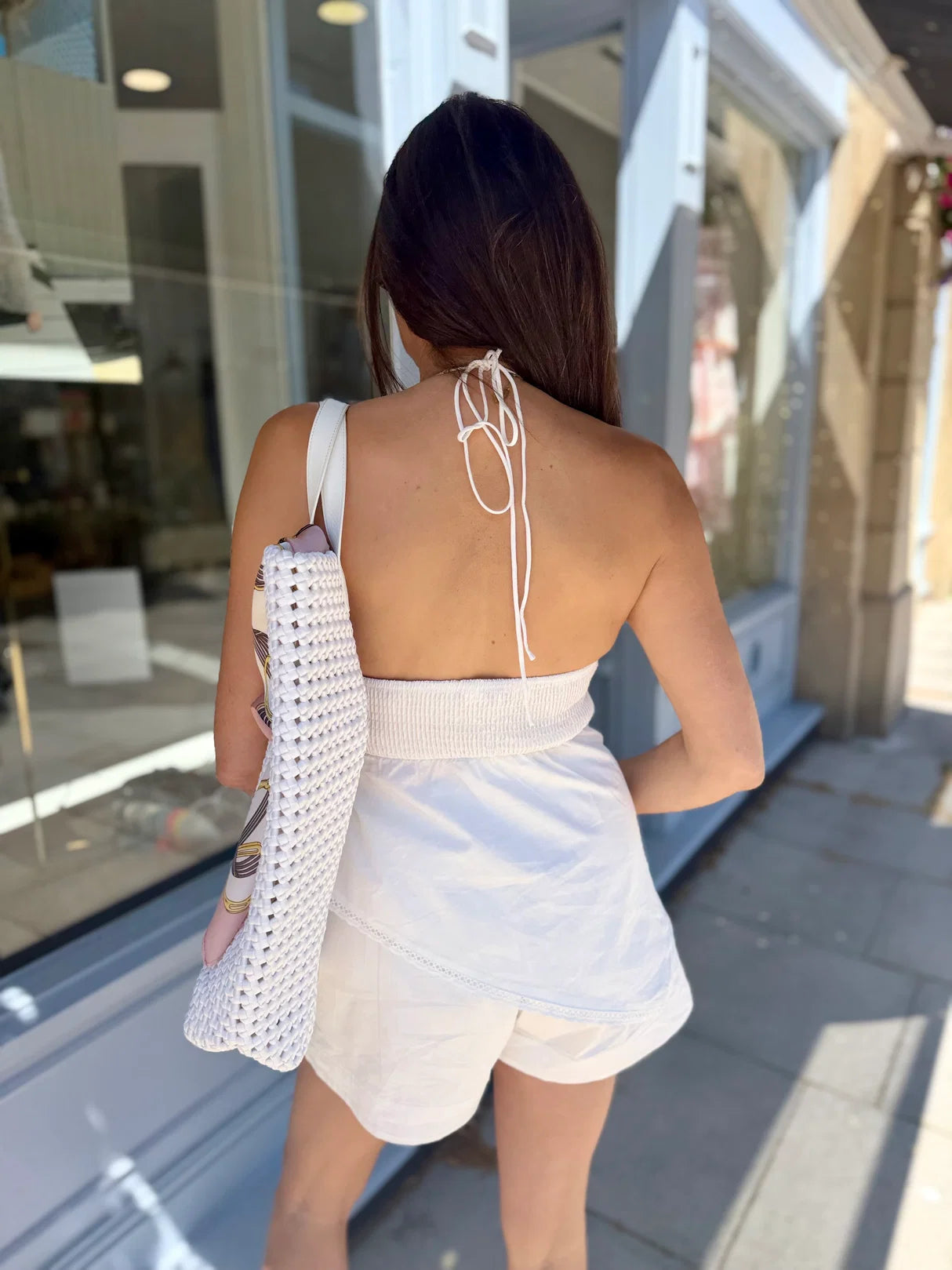Primrose white crochet co-ord shorts and top