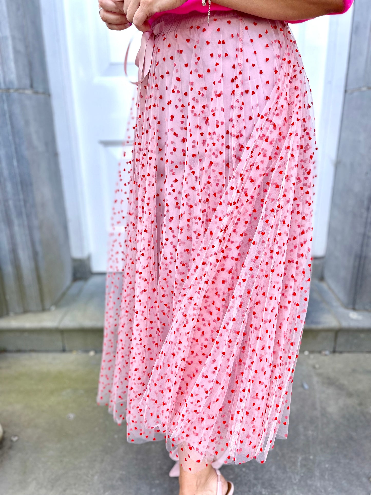 Eve pink red heart tulle full skirt
