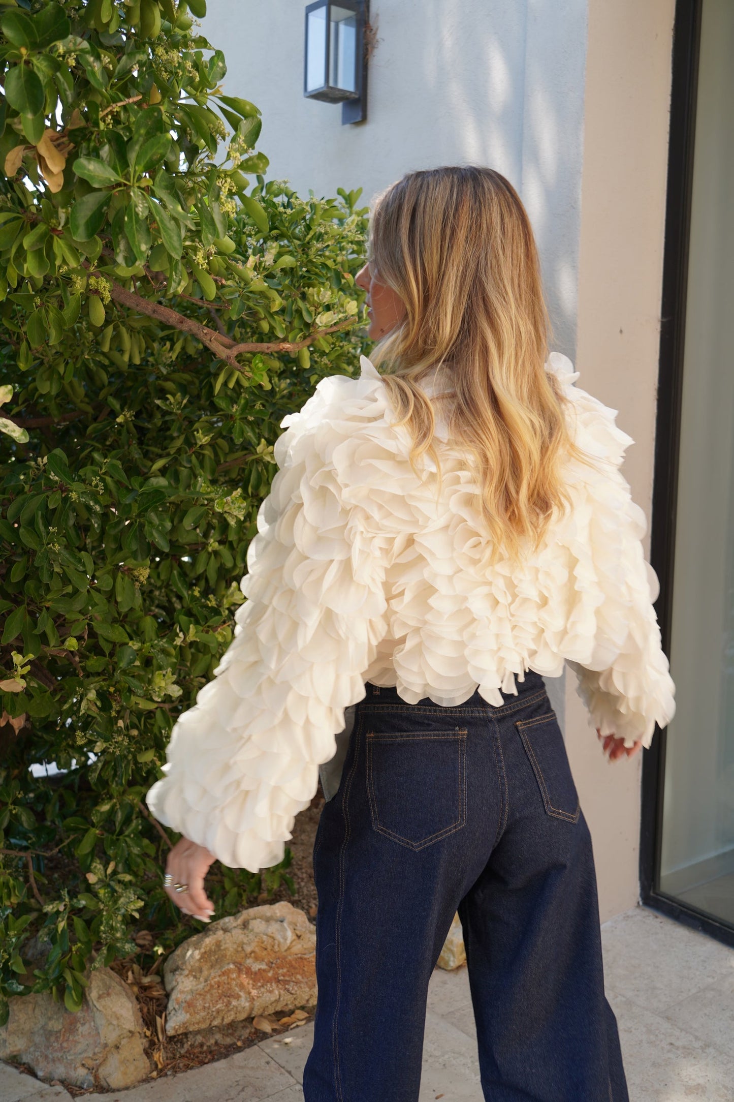 Kim ivory ruffle floral bolero jacket