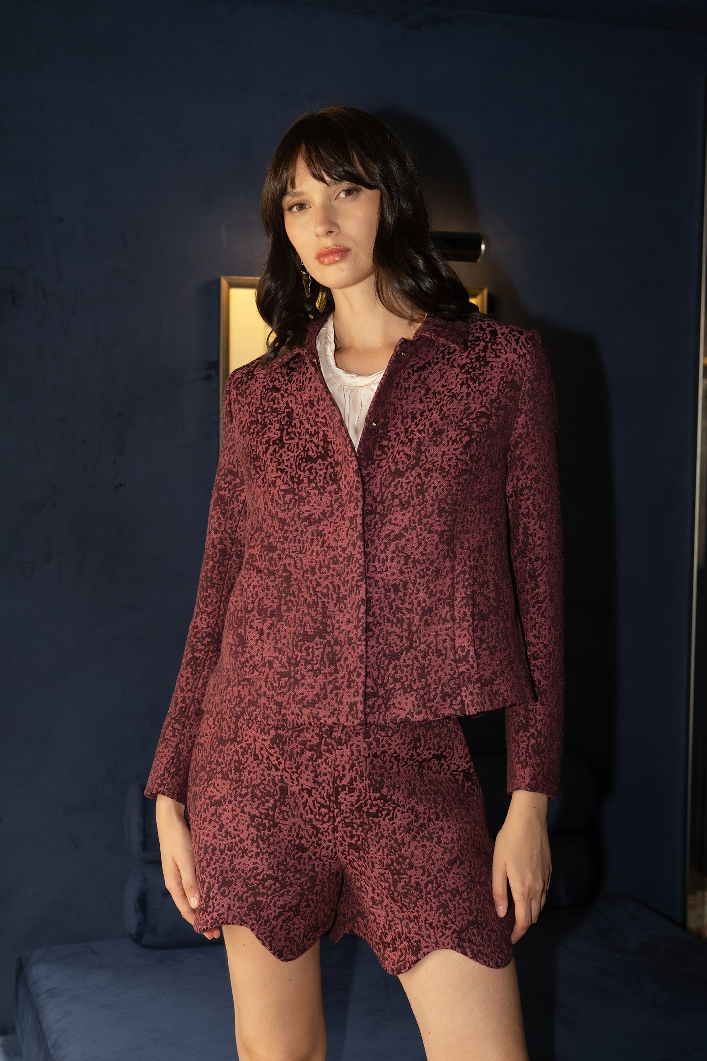 Luna burgundy short blazer
