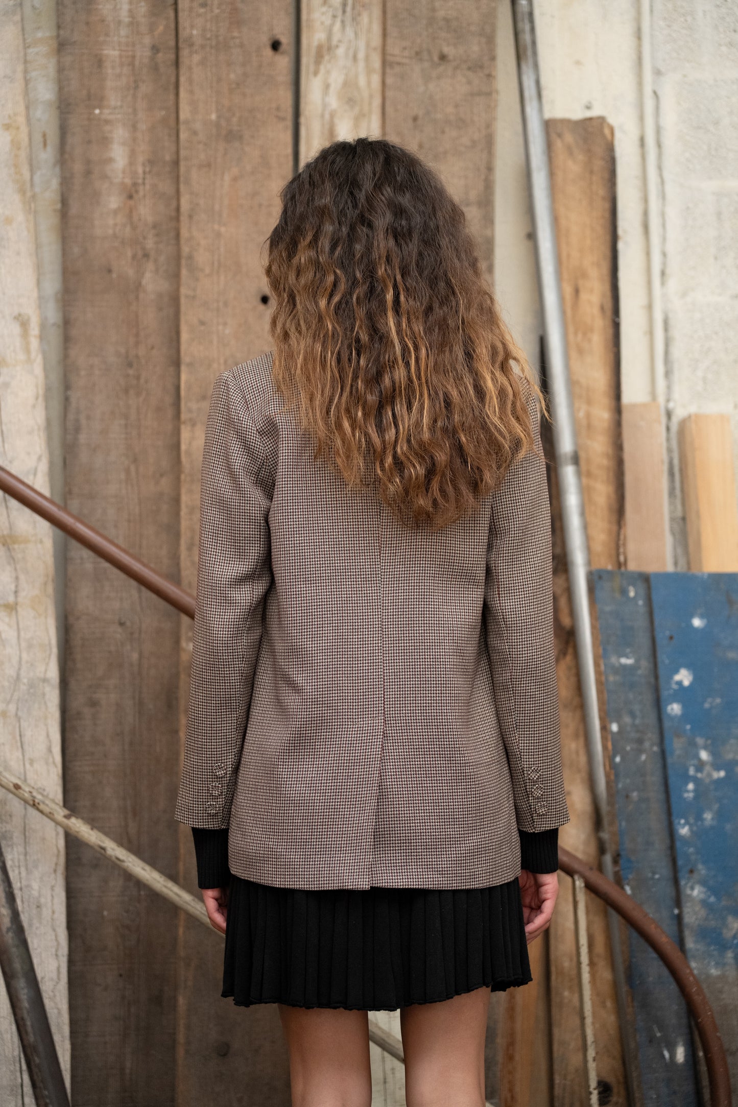 Pearl check houndstooth blazer