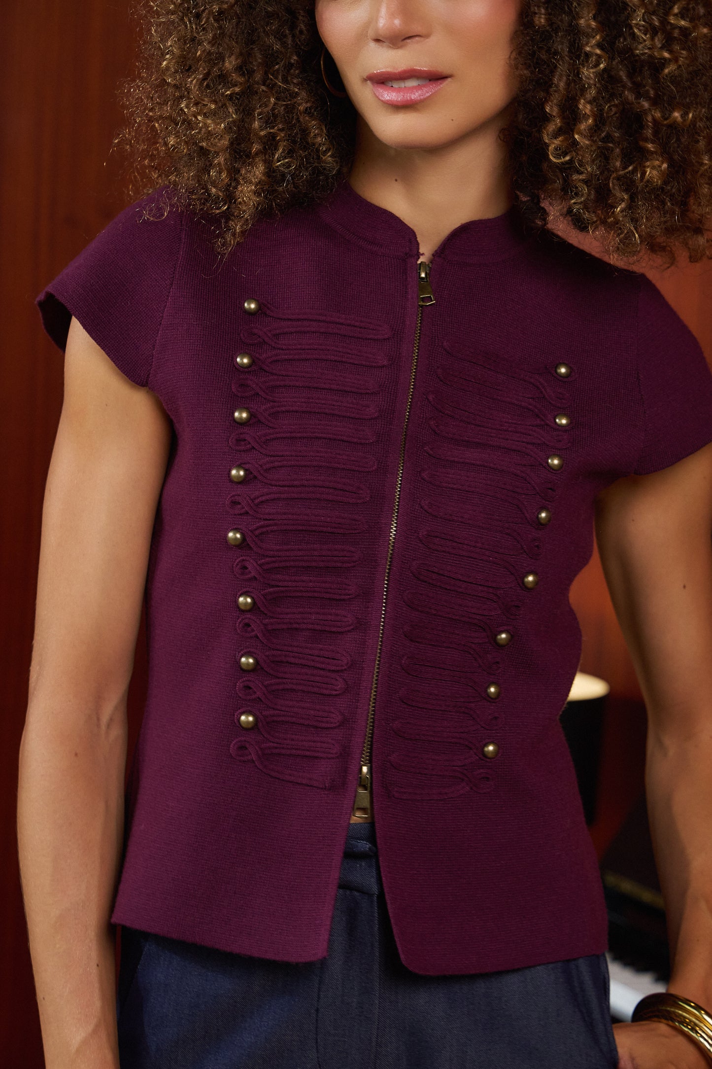 Tabitha burgundy zip cardigan