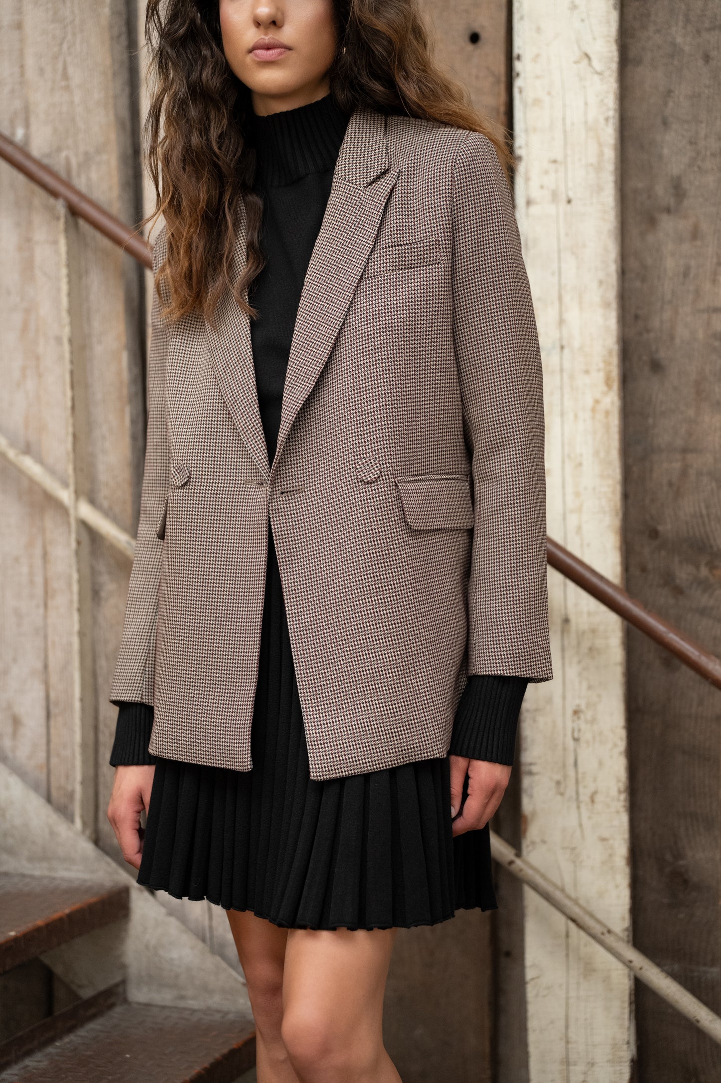 Pearl check houndstooth blazer