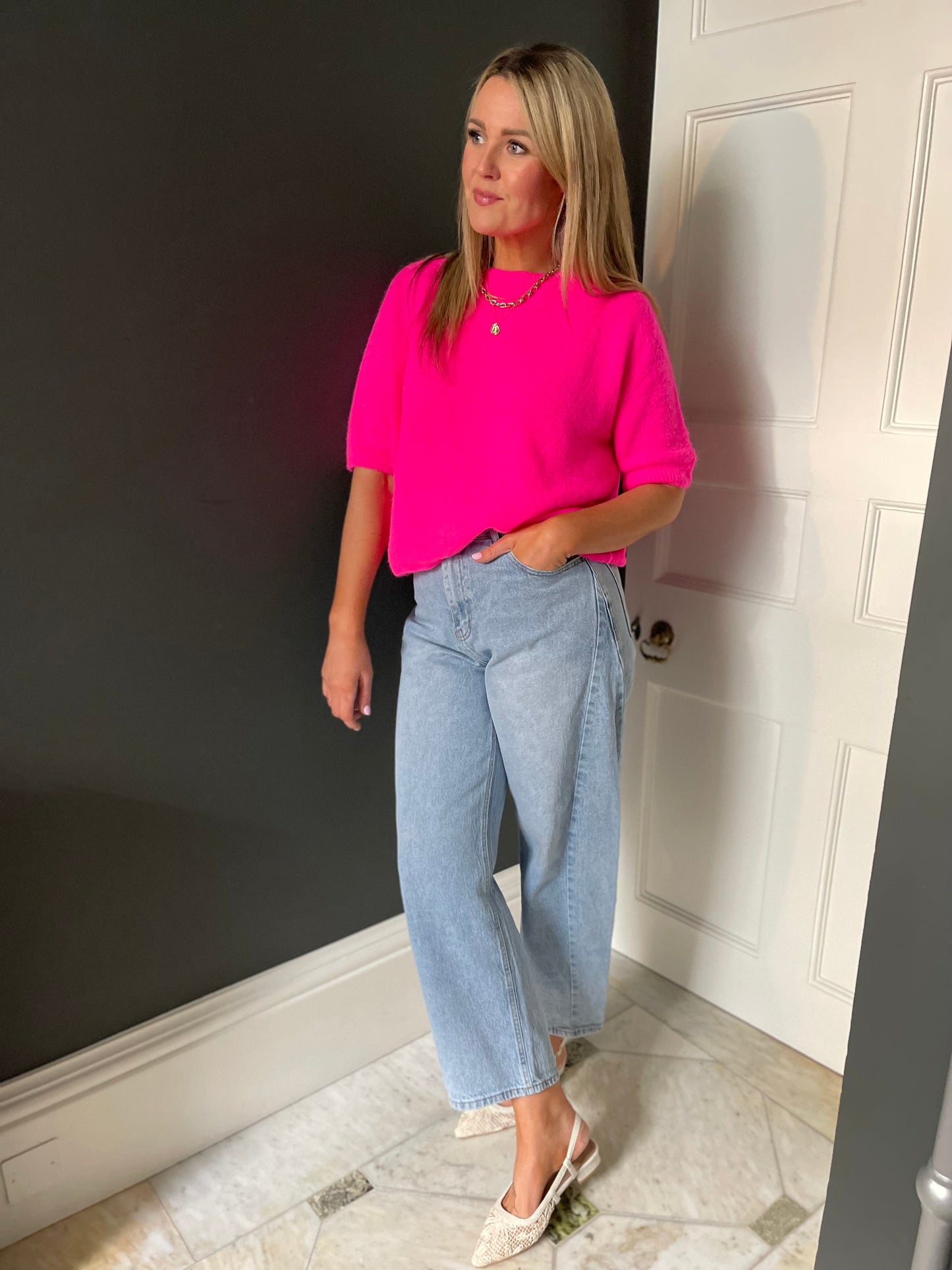 Cora barrel leg light blue jeans