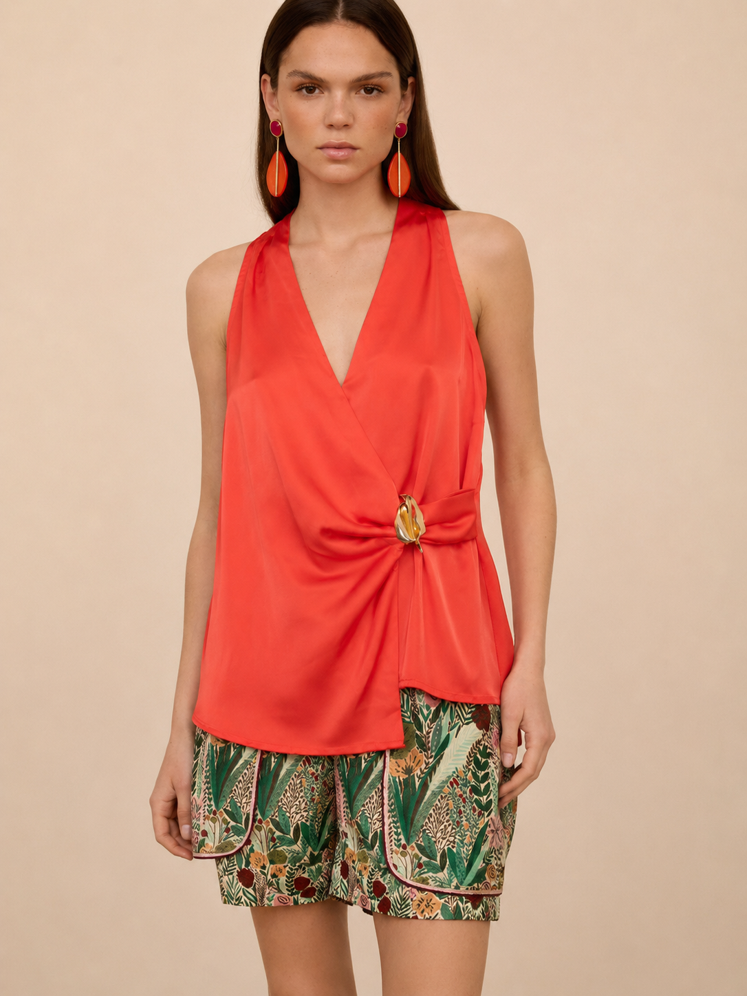 Ellen orange satin top