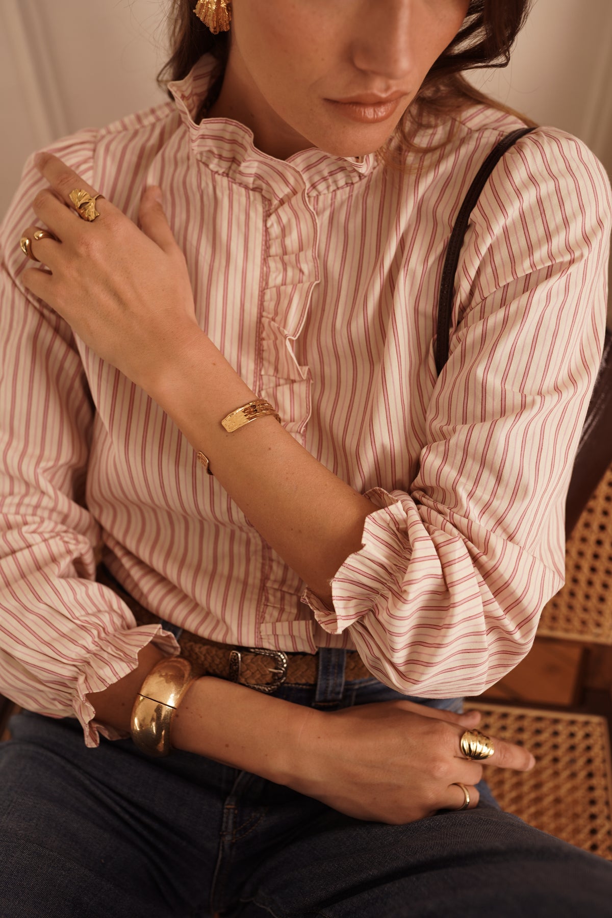 Simone pink striped cotton blouse