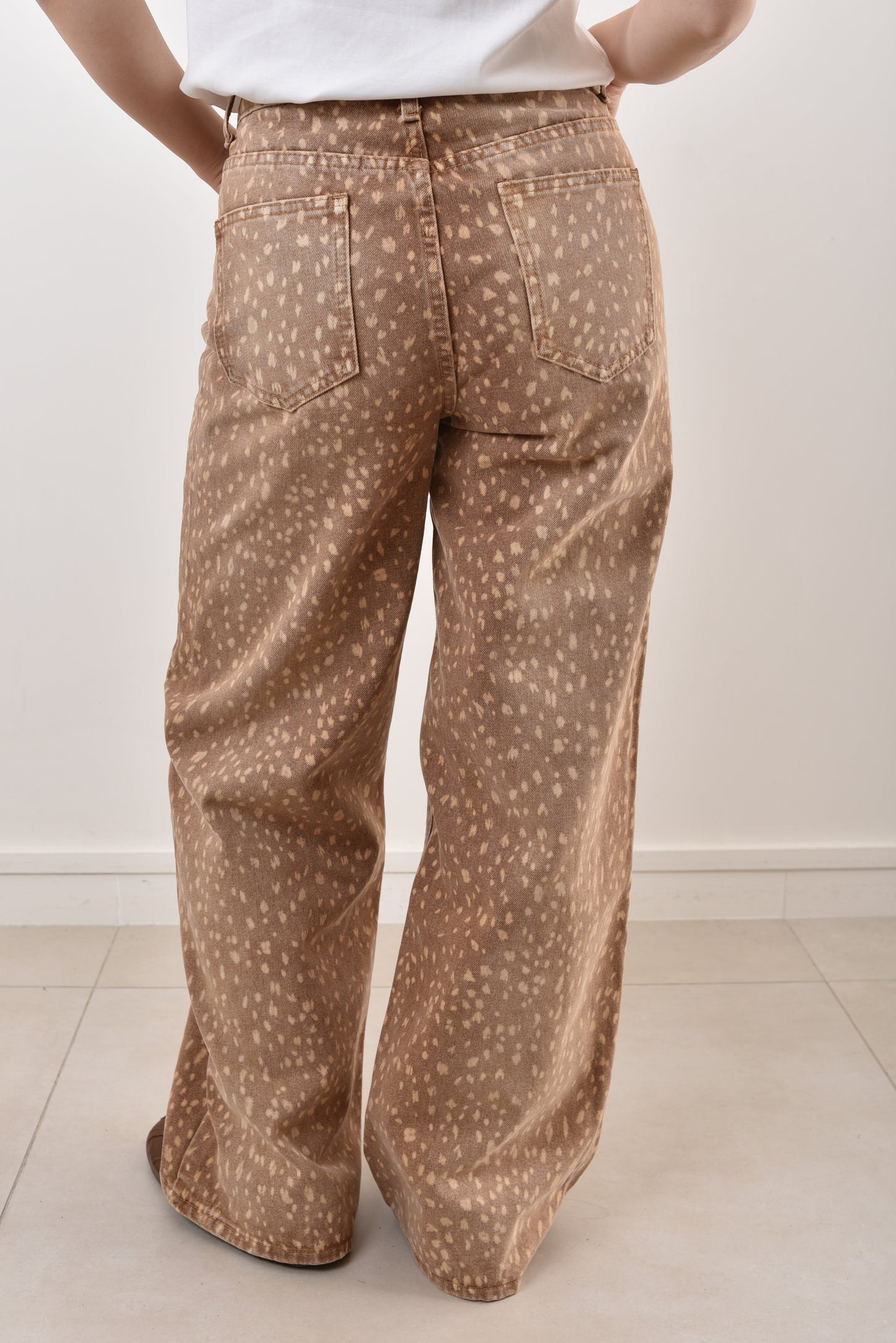 Misha Bambi deer print barrel jeans