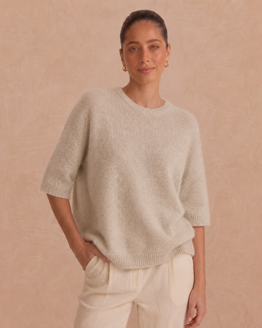 Lottie beige sleeve alpaca jumper