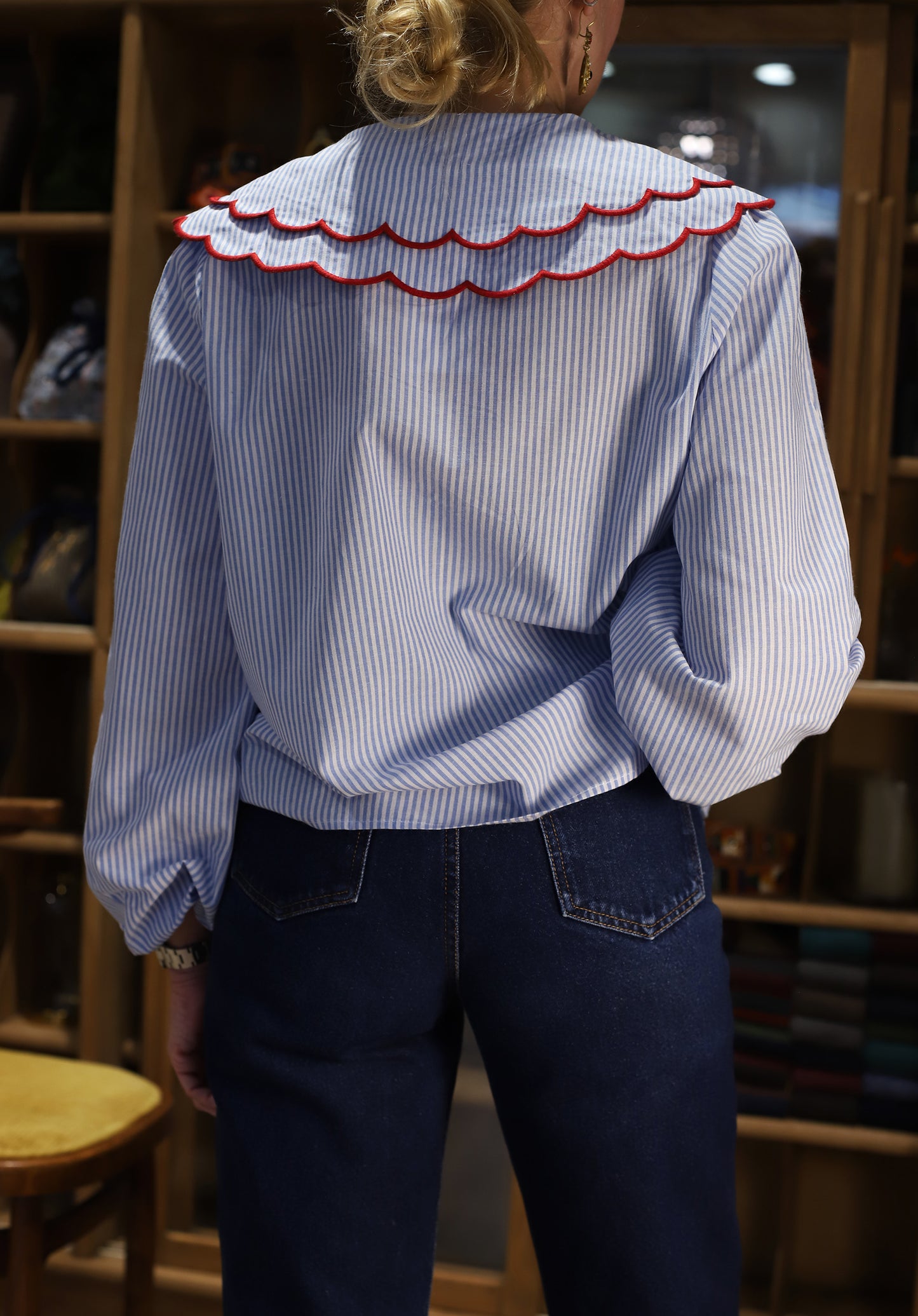 Sally blue stripe Peter Pan collar shirt