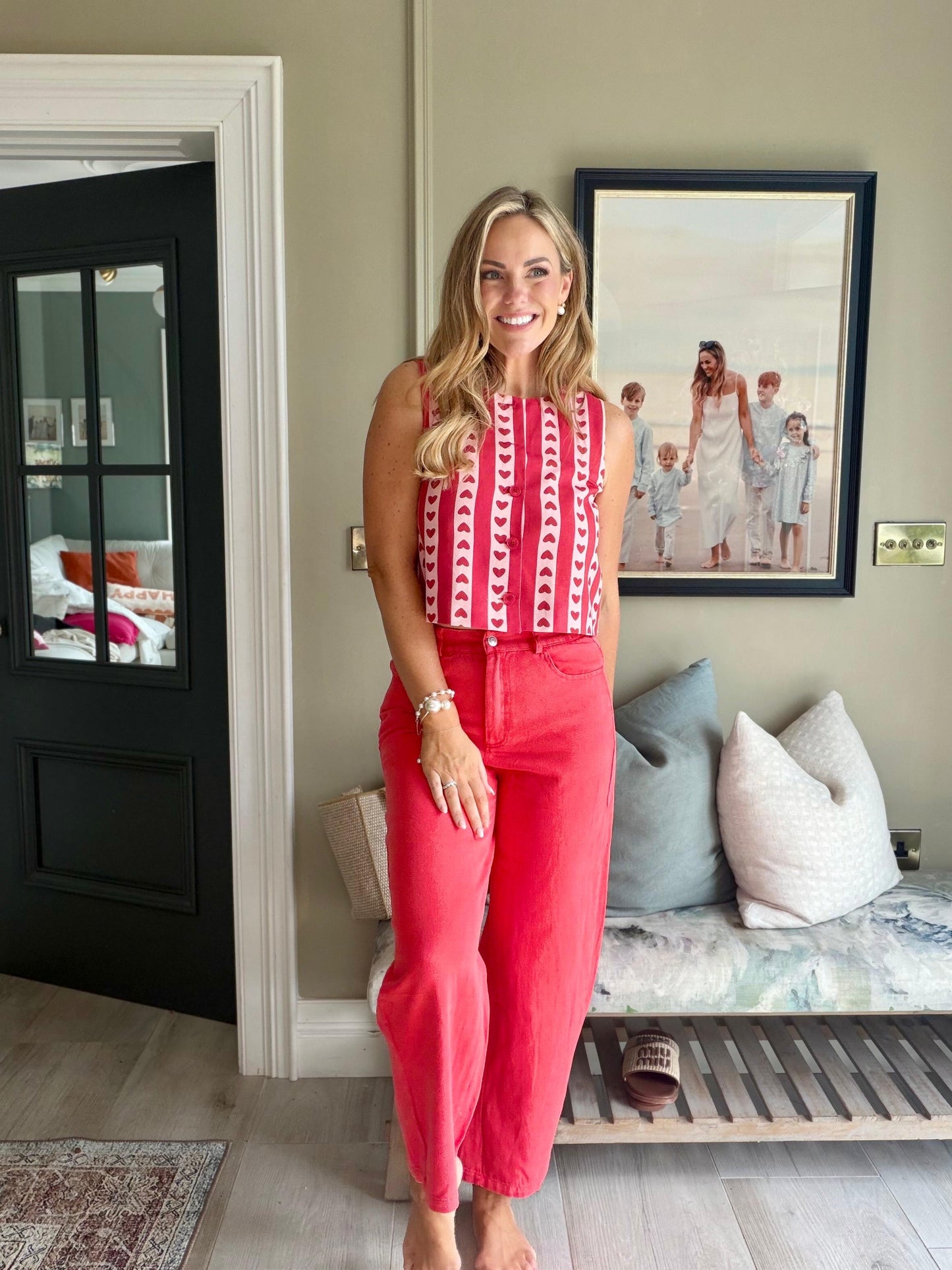 Odette coral orange balloon barrel Jeans