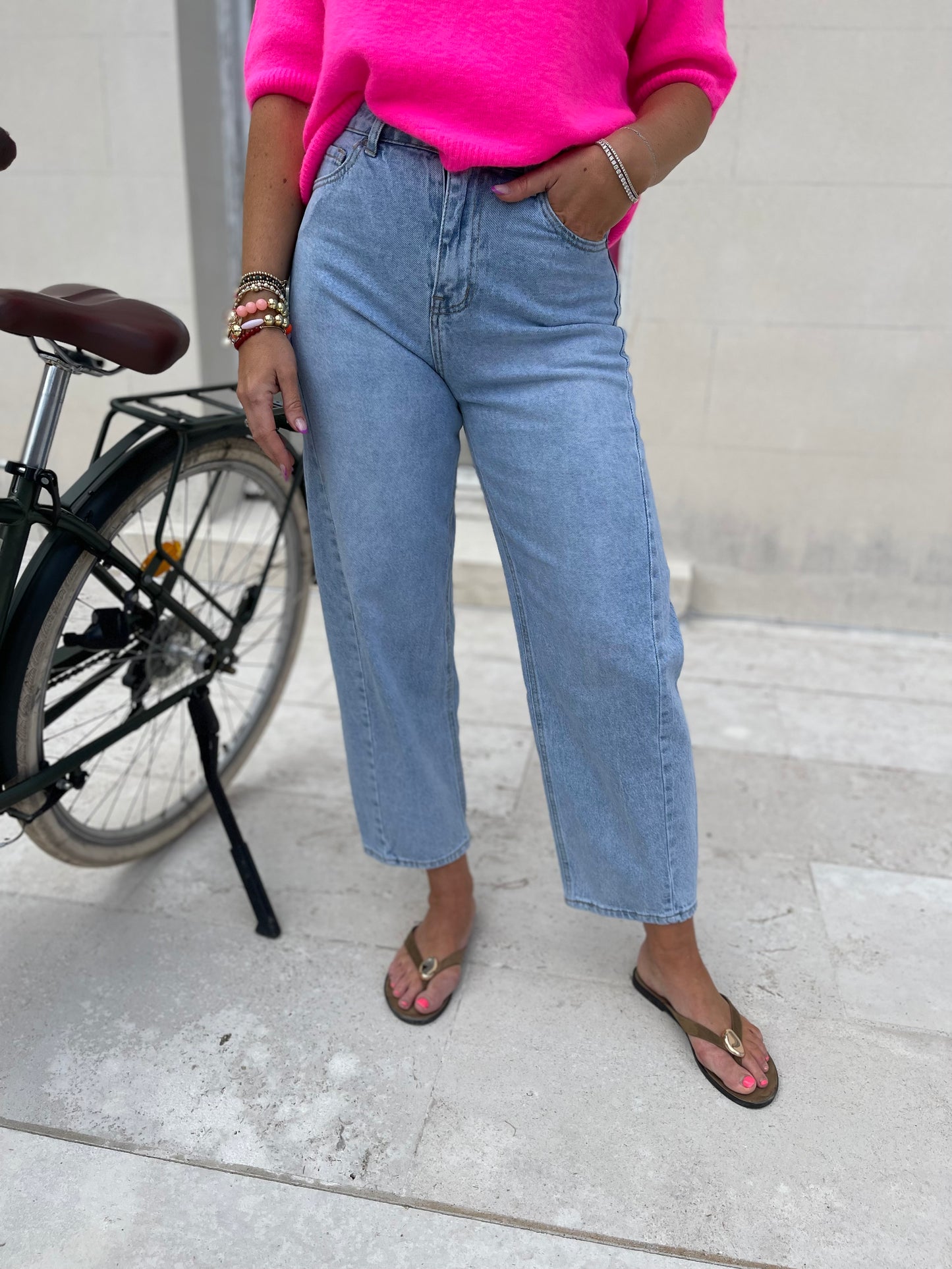 Cora barrel leg light blue jeans