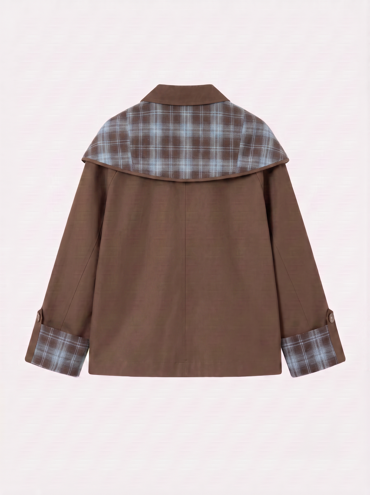 Eliza check print short trench jacket