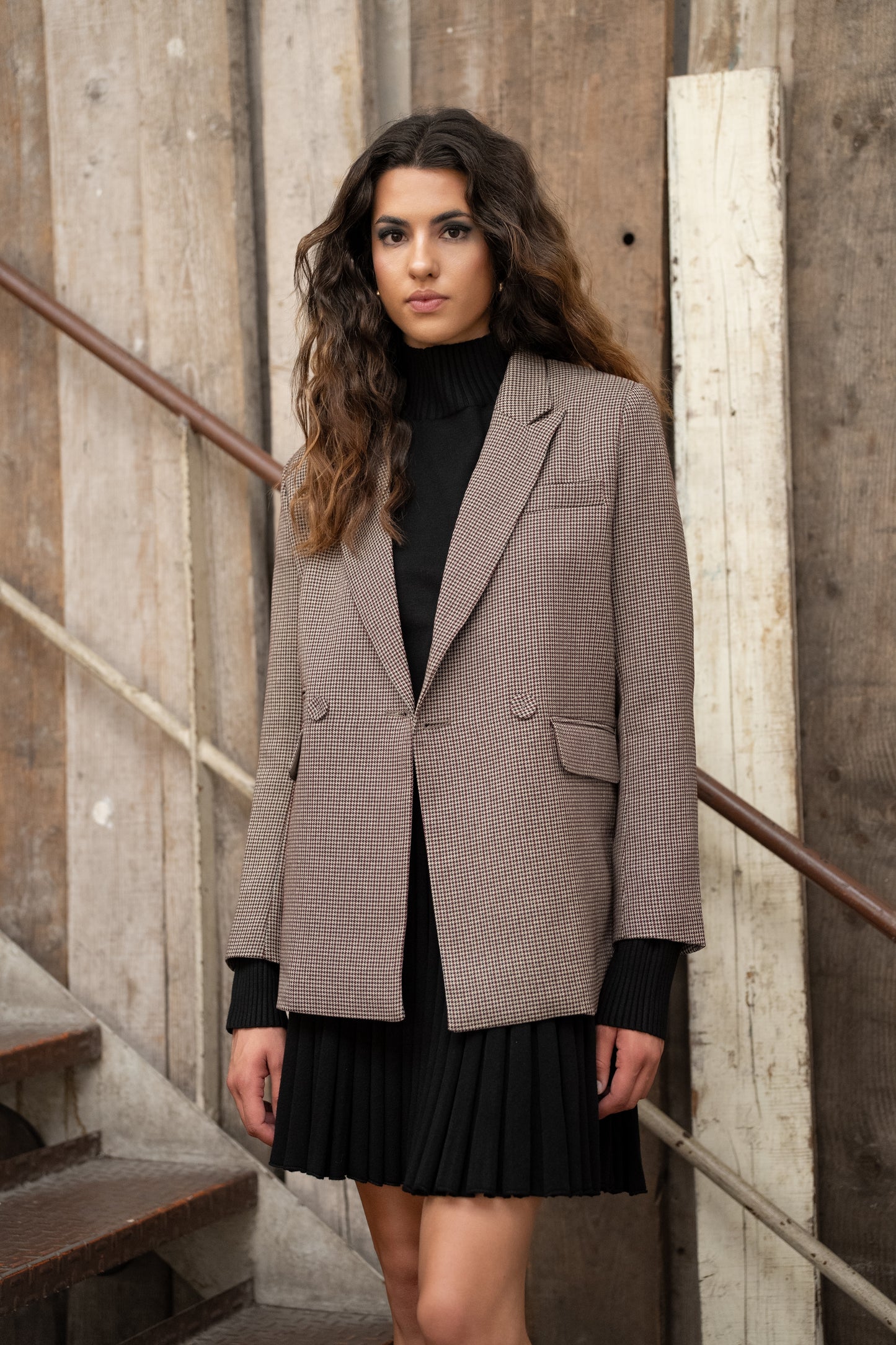 Pearl check houndstooth blazer