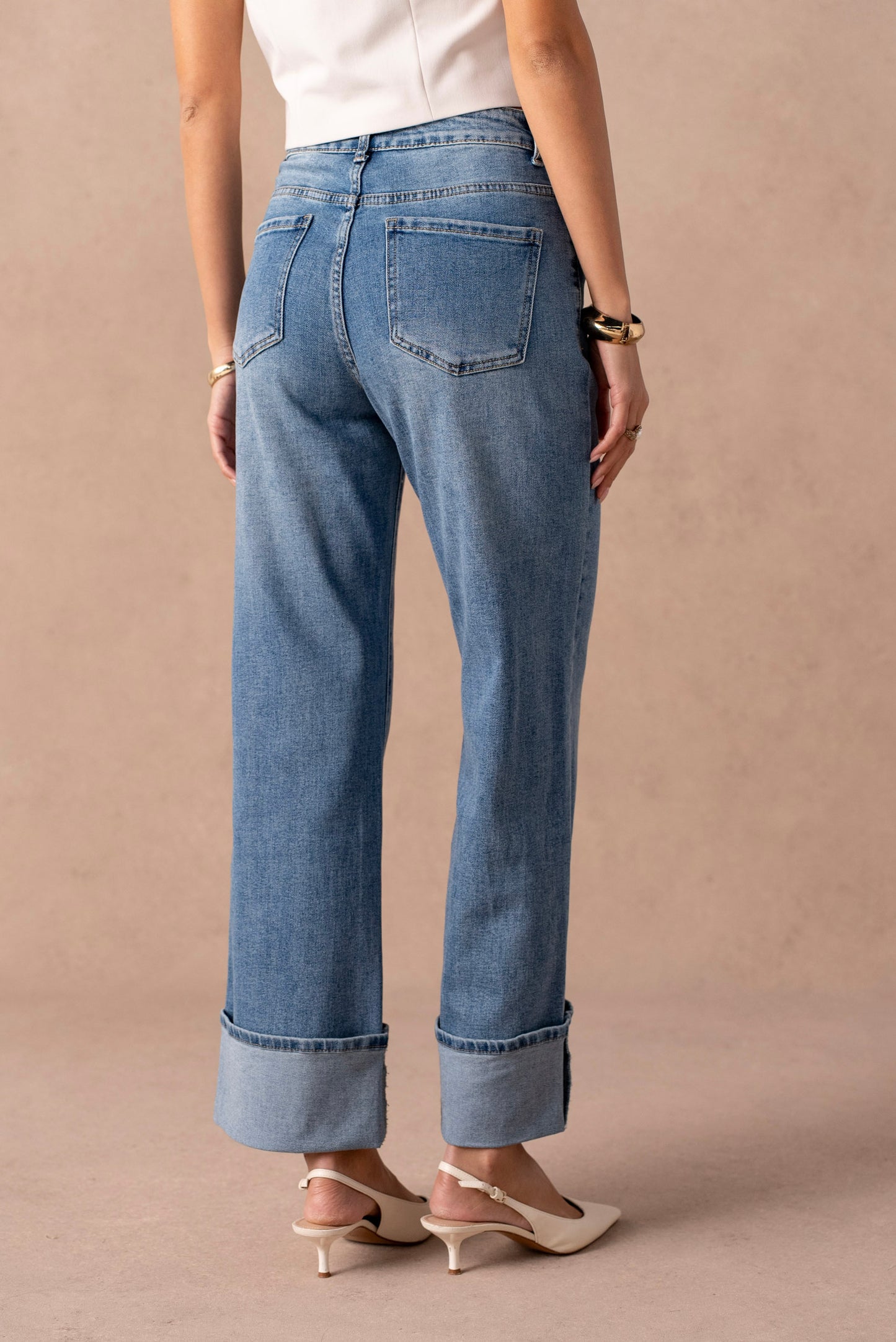 Eva blue turn up wide leg jeans